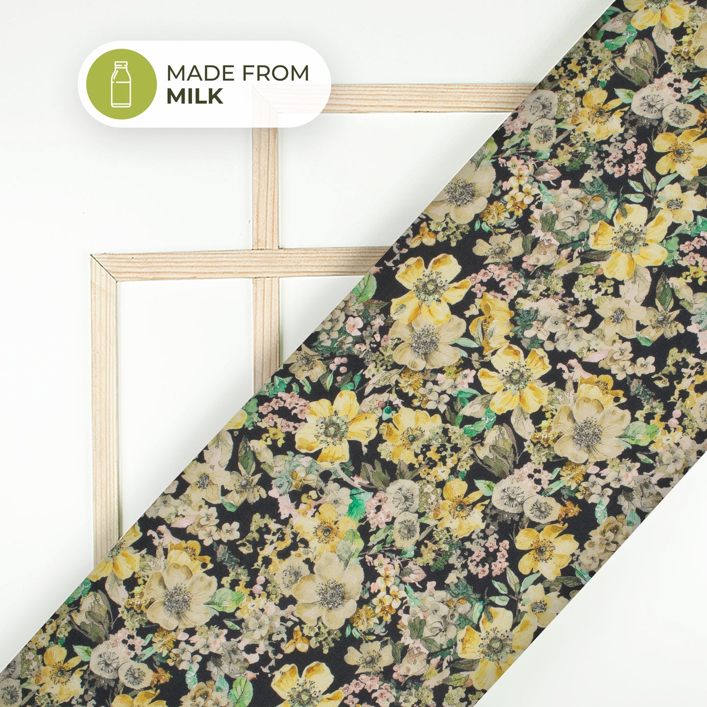 Corn Yellow Floral Printed Sustainable Milk Fabric