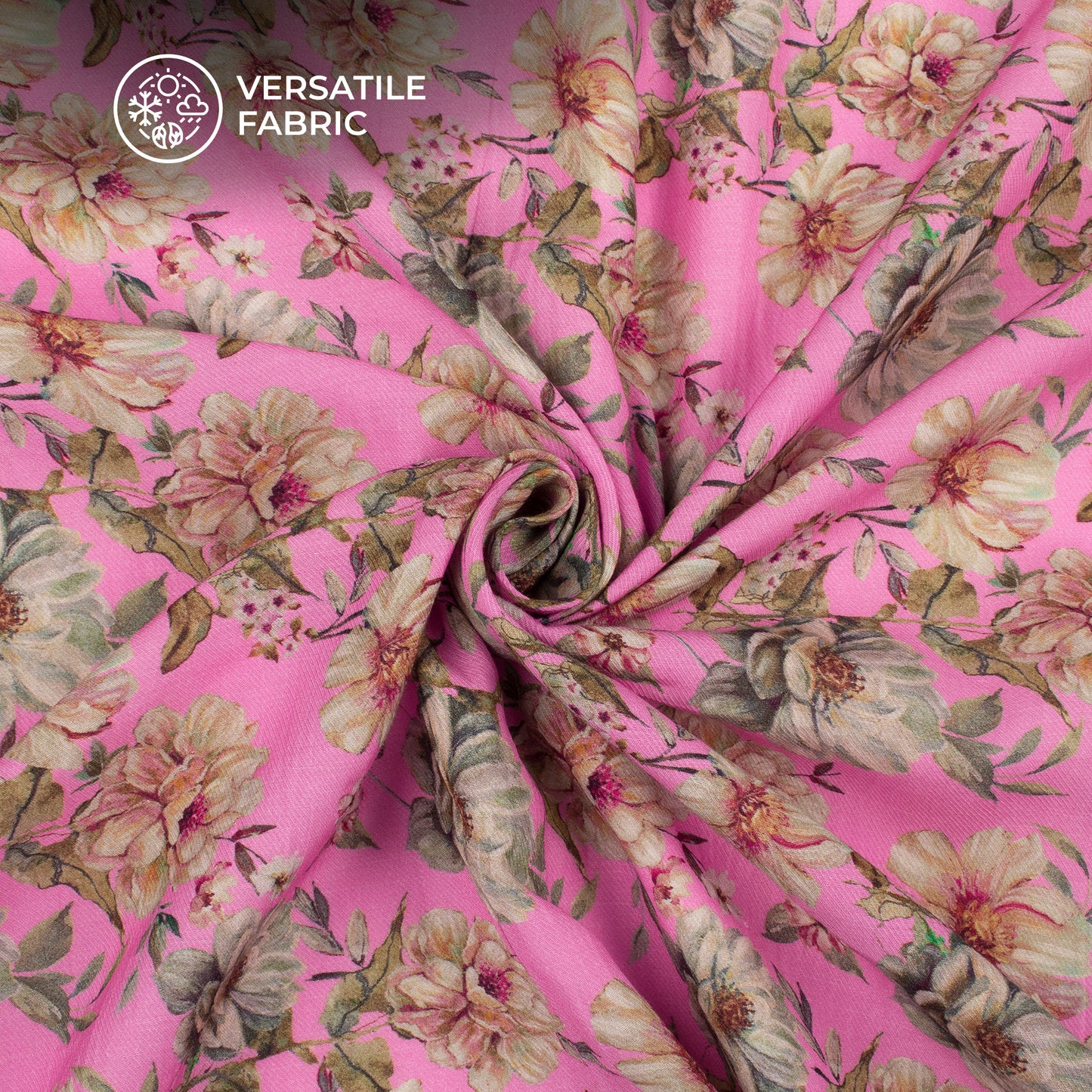 Pink Floral Printed Sustainable Milk Fabric