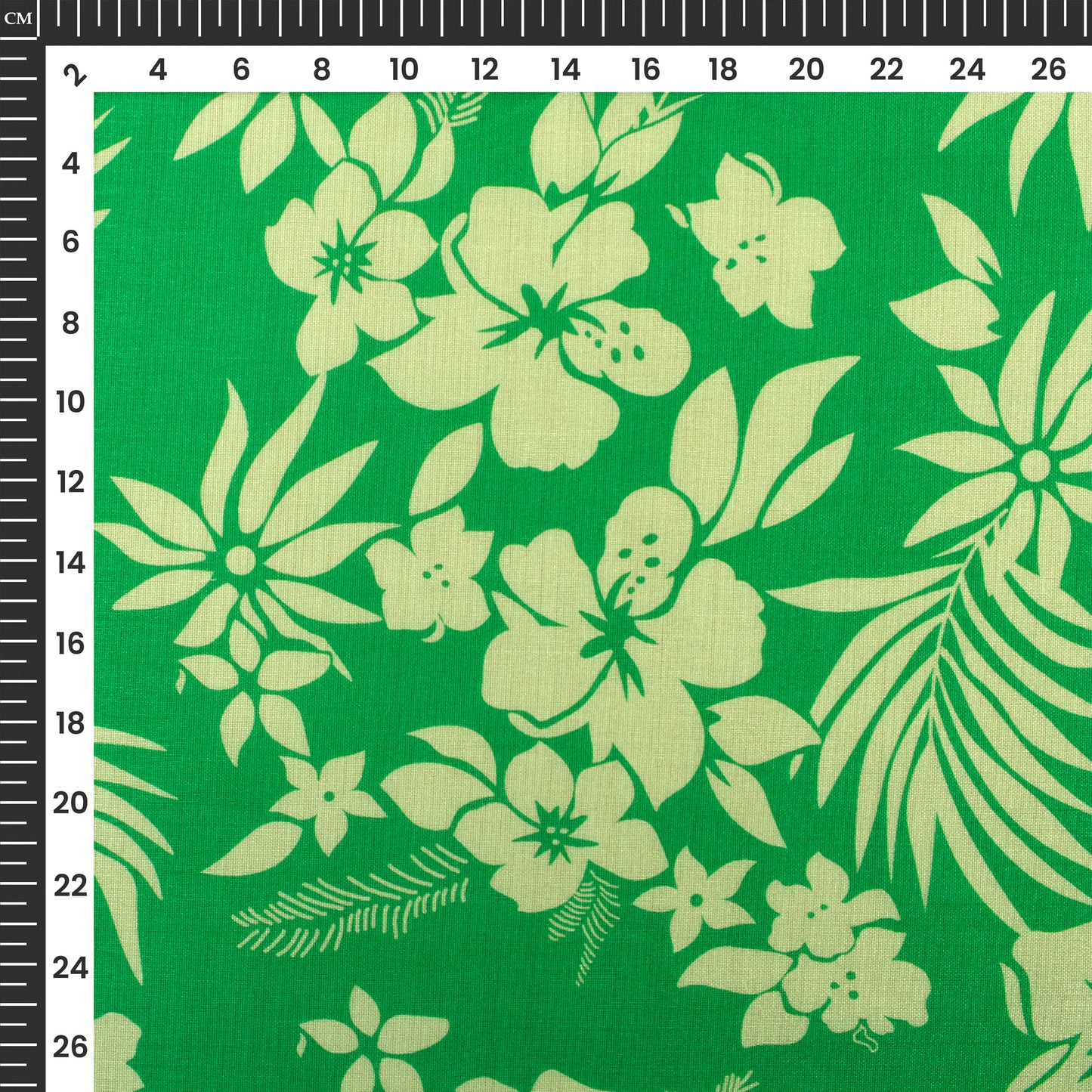 Green Floral Pattern Digital Print Chiku Flat Slik Fabric