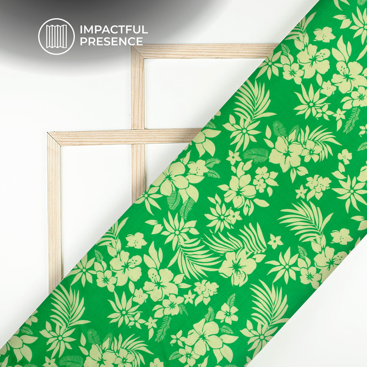 Green Floral Pattern Digital Print Chiku Flat Slik Fabric