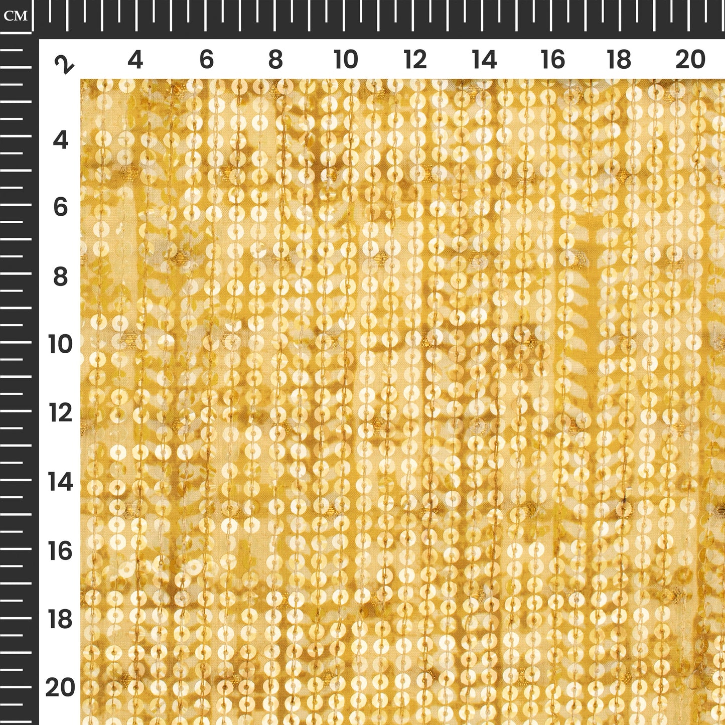 Yellow And Cream Stripes Pattaern Digital Print Chanderi Water Sequins Fabric