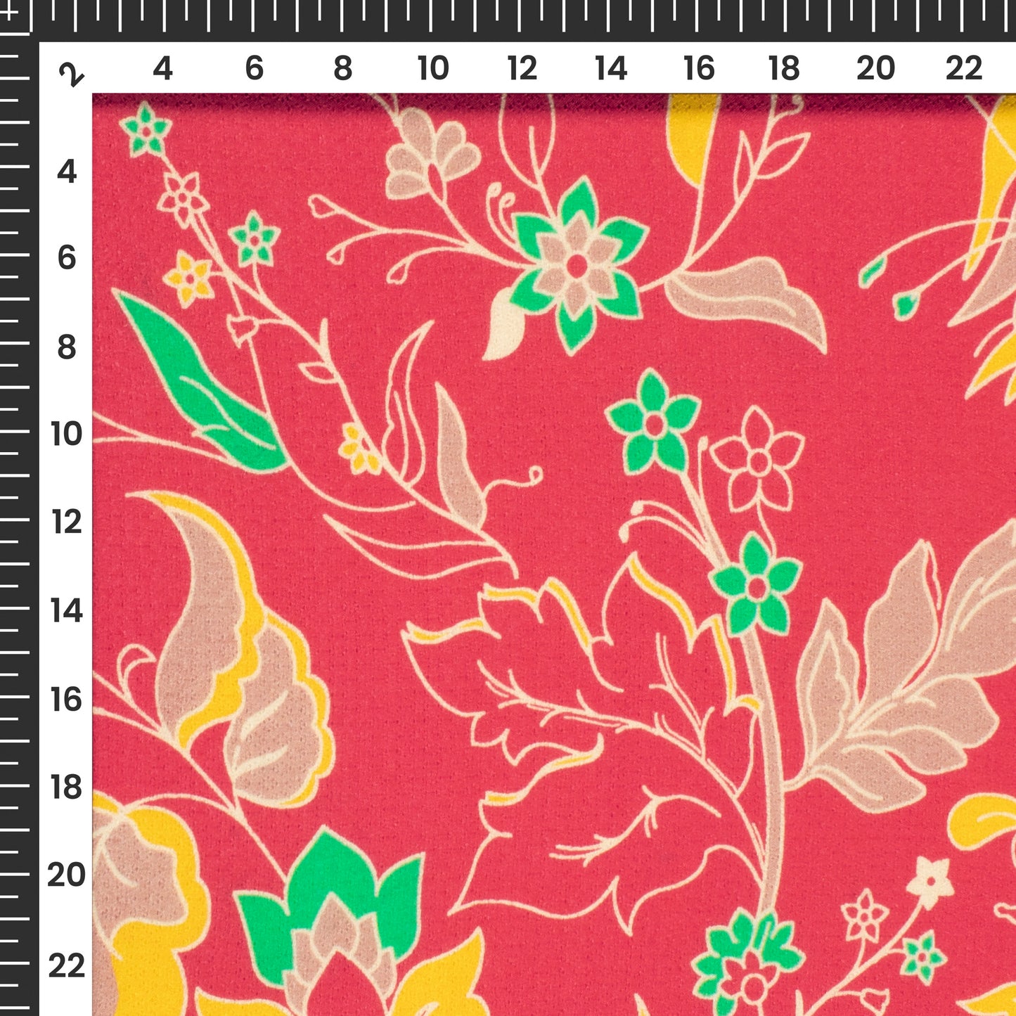 Crimson Red Floral Printed Sustainable Eucalyptus Fabric