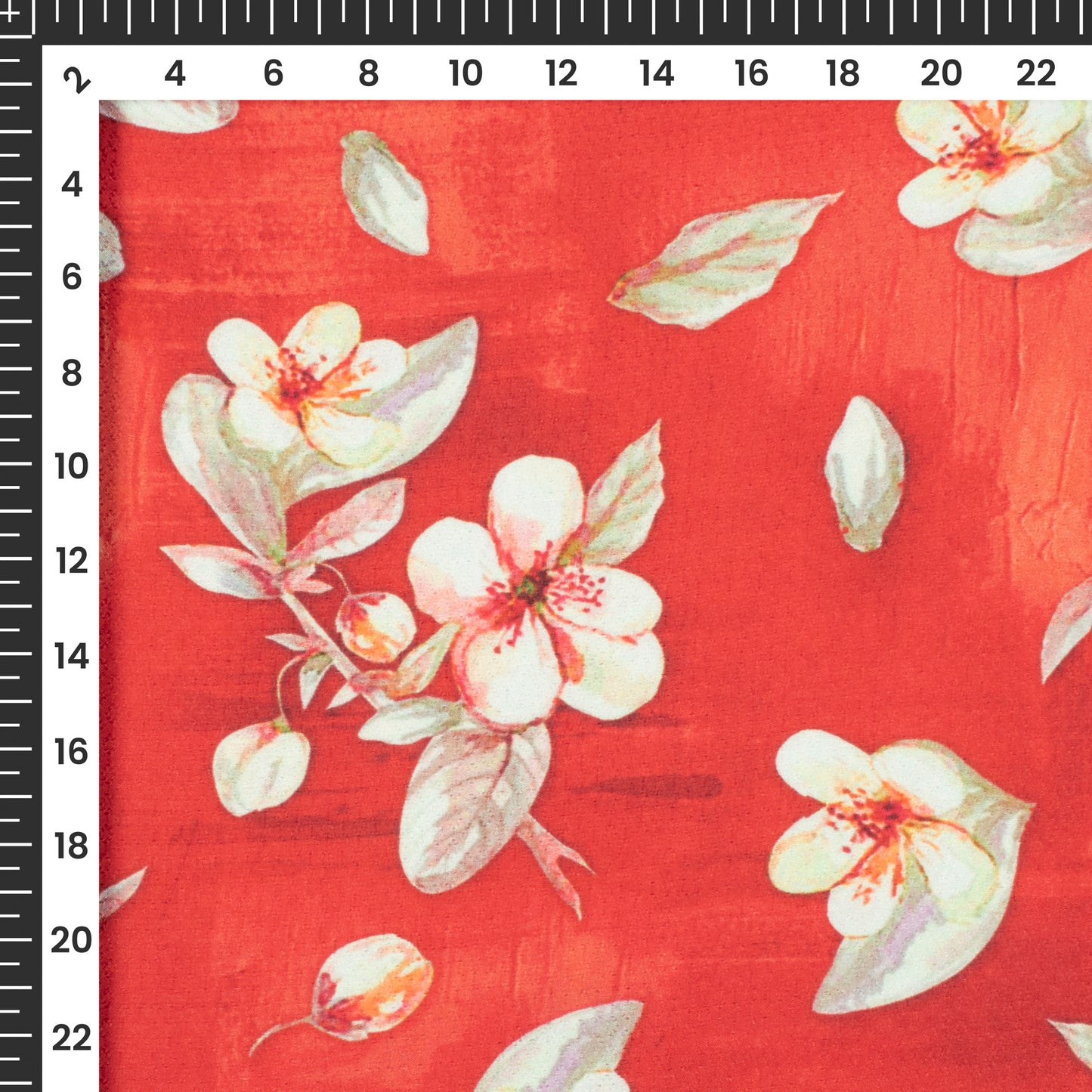 Carmine Red Floral Printed Sustainable Eucalyptus Fabric