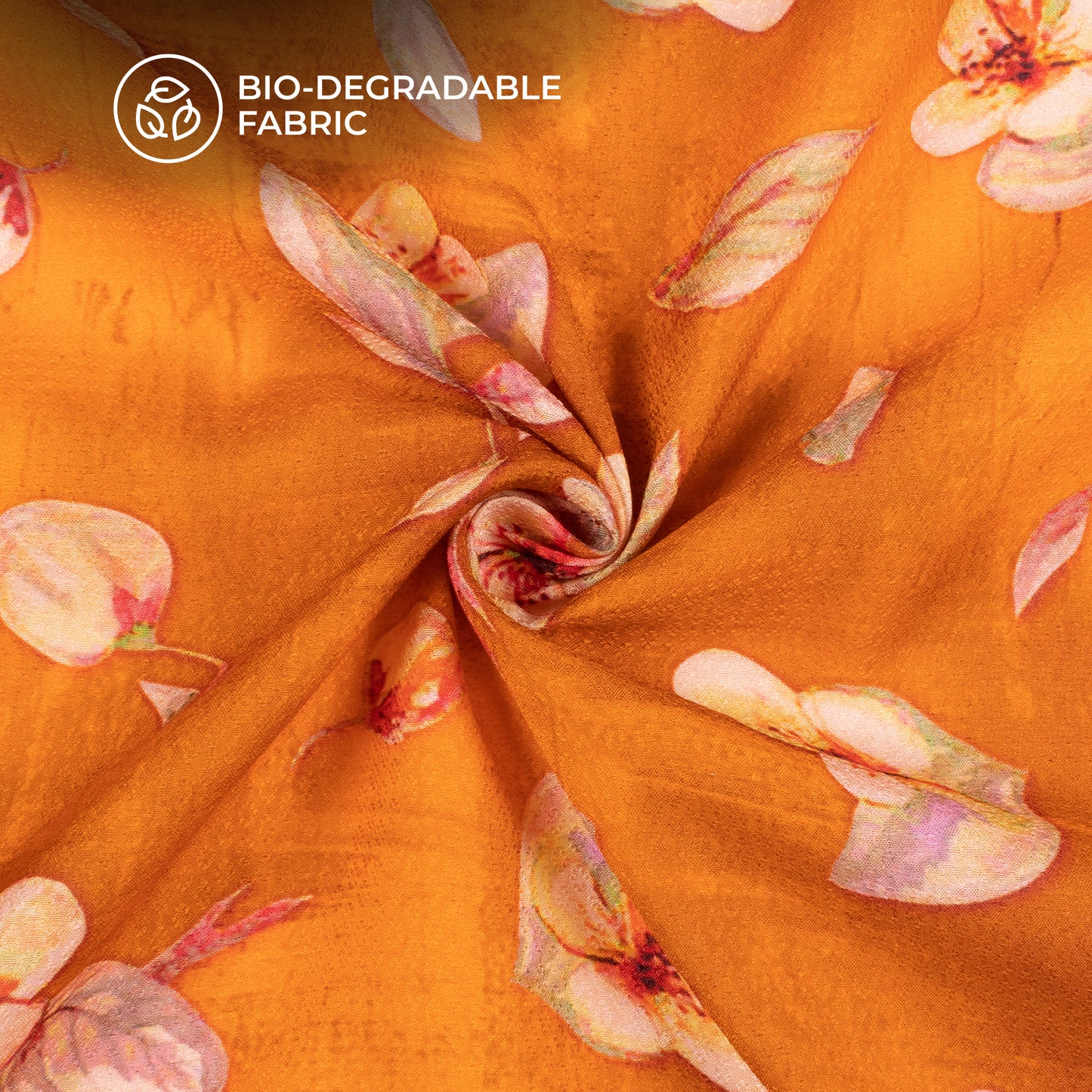 Tiger Orange Floral Printed Sustainable Eucalyptus Fabric