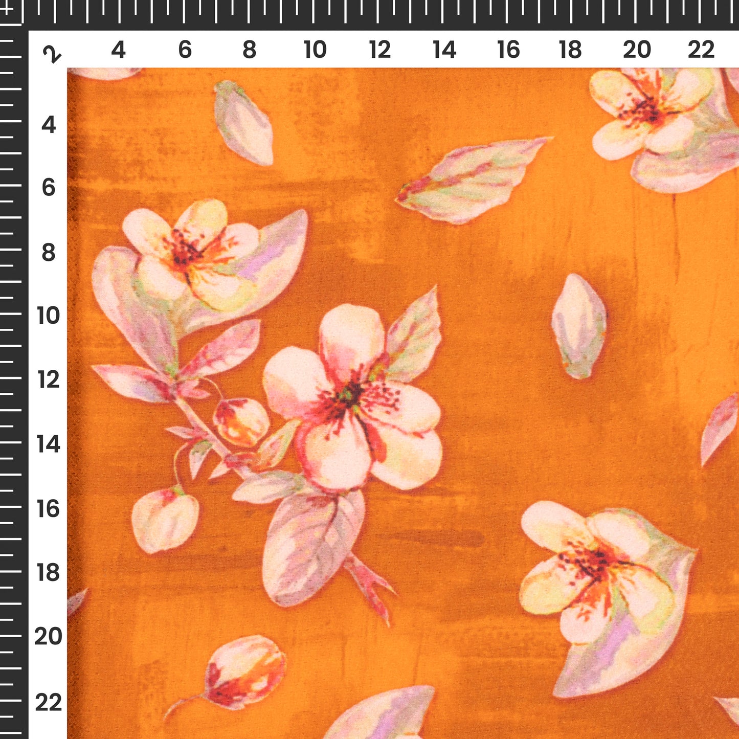 Tiger Orange Floral Printed Sustainable Eucalyptus Fabric