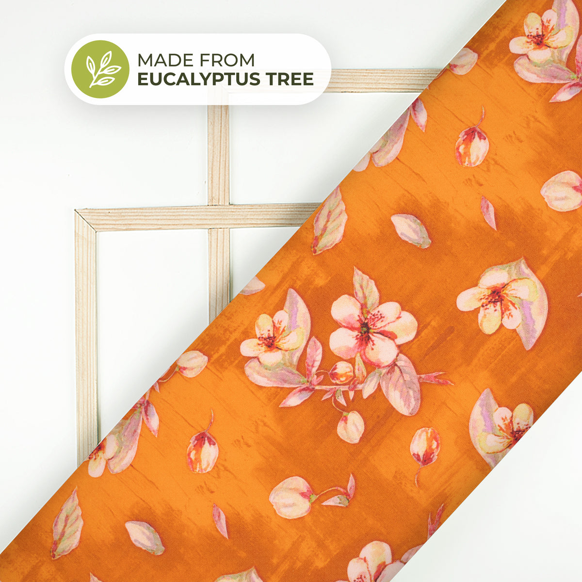 Tiger Orange Floral Printed Sustainable Eucalyptus Fabric