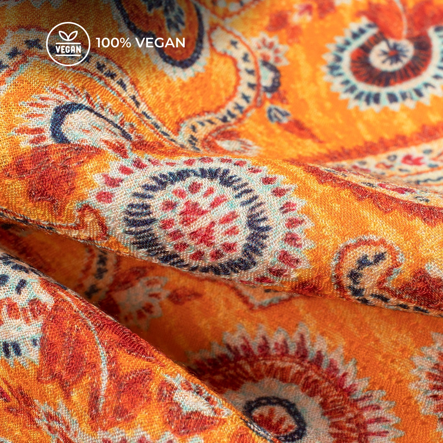 Honey Orange Paisley Printed Sustainable Eucalyptus Fabric