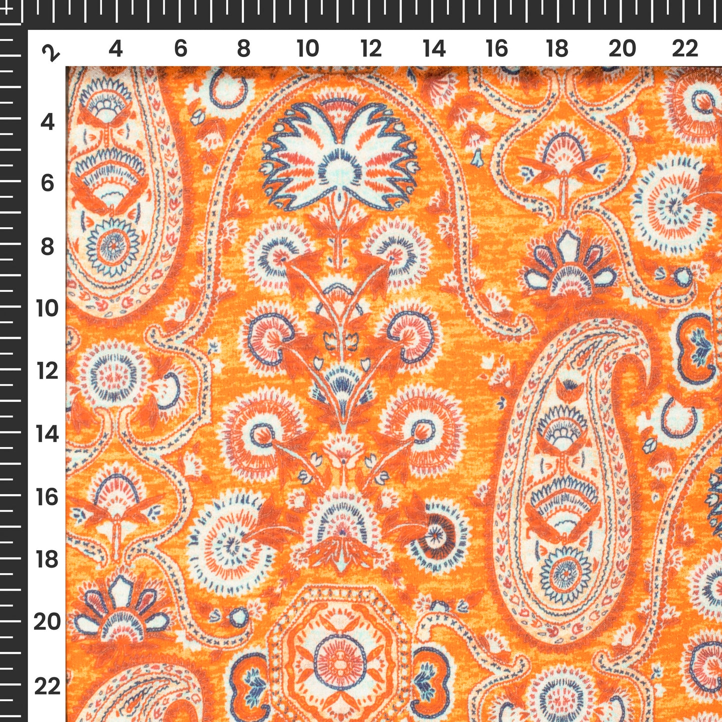 Honey Orange Paisley Printed Sustainable Eucalyptus Fabric