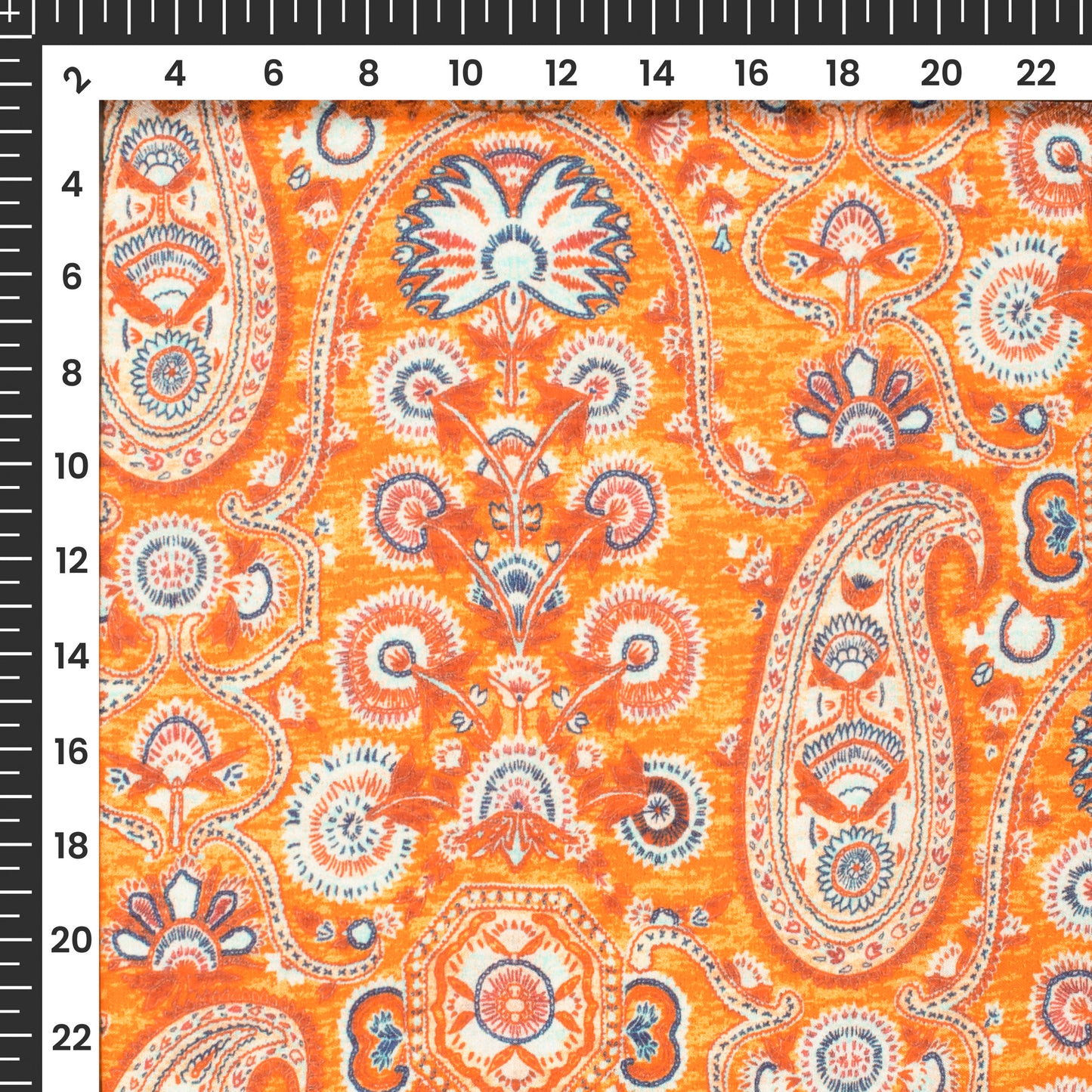 Honey Orange Paisley Printed Sustainable Eucalyptus Fabric
