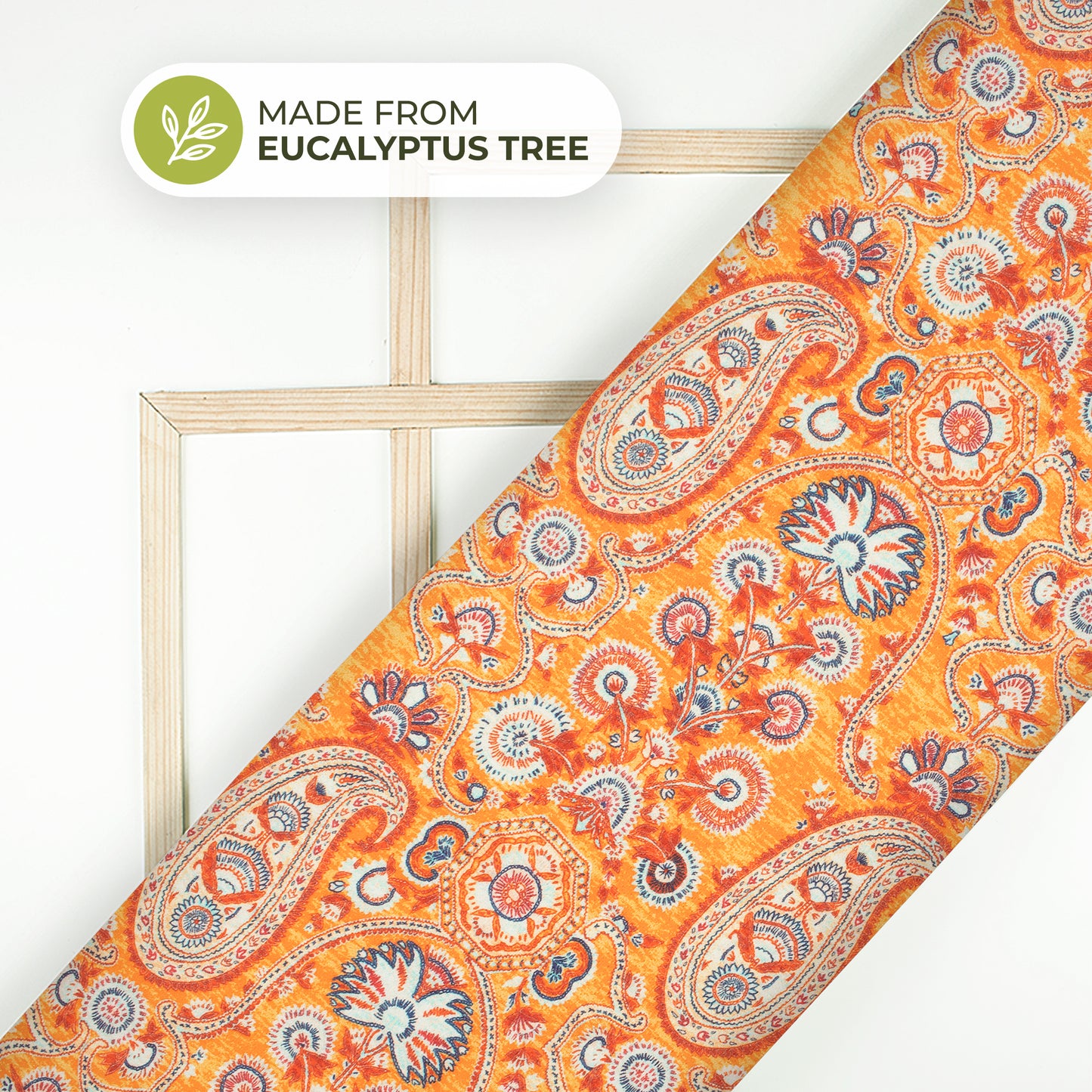 Honey Orange Paisley Printed Sustainable Eucalyptus Fabric