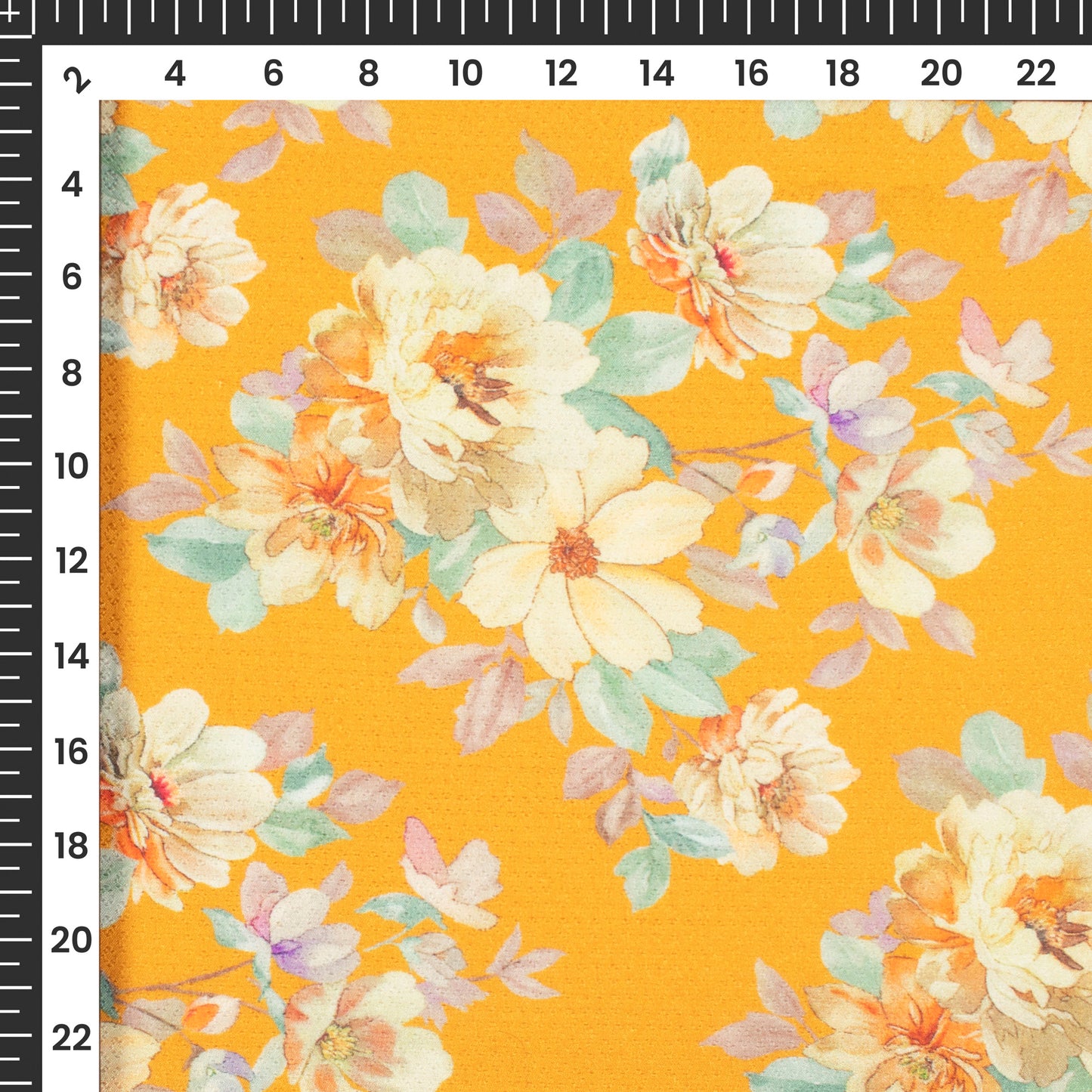 Butter Yellow Floral Printed Sustainable Eucalyptus Fabric