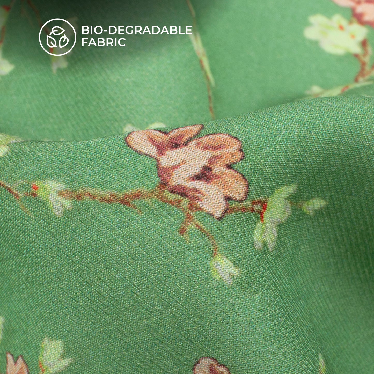 Sea Green Floral Printed Sustainable Milk Fabric