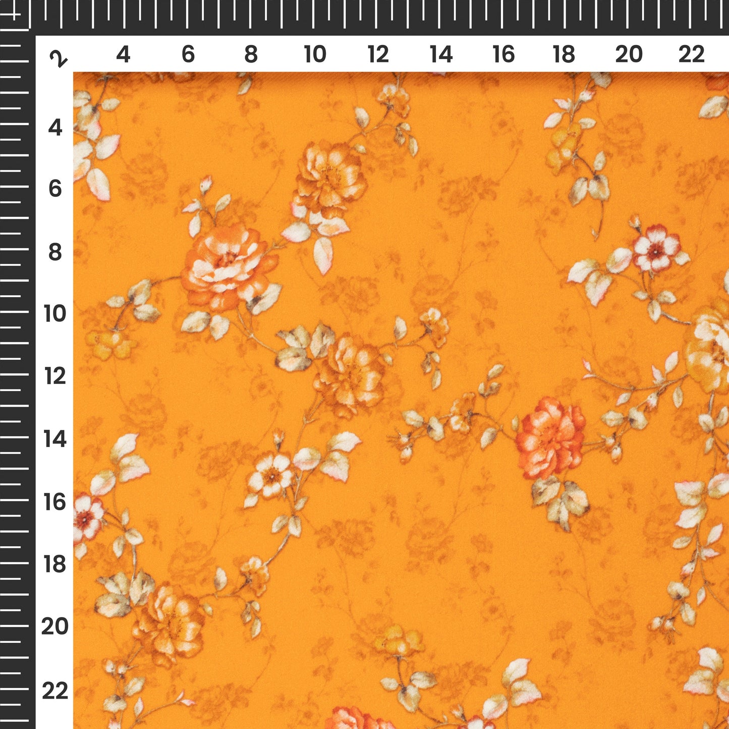 Orange Floral Printed Sustainable Milk Fabric