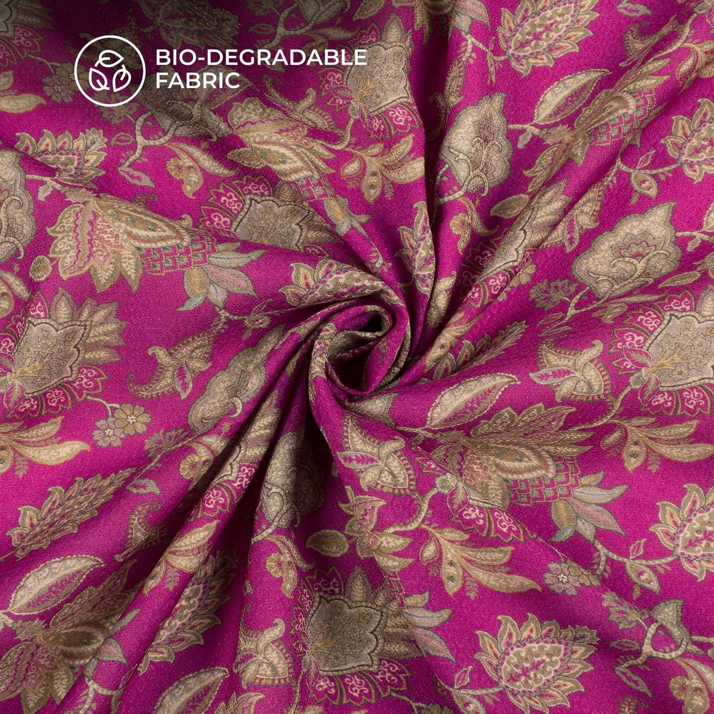 Purple Floral Printed Sustainable Eucalyptus Fabric