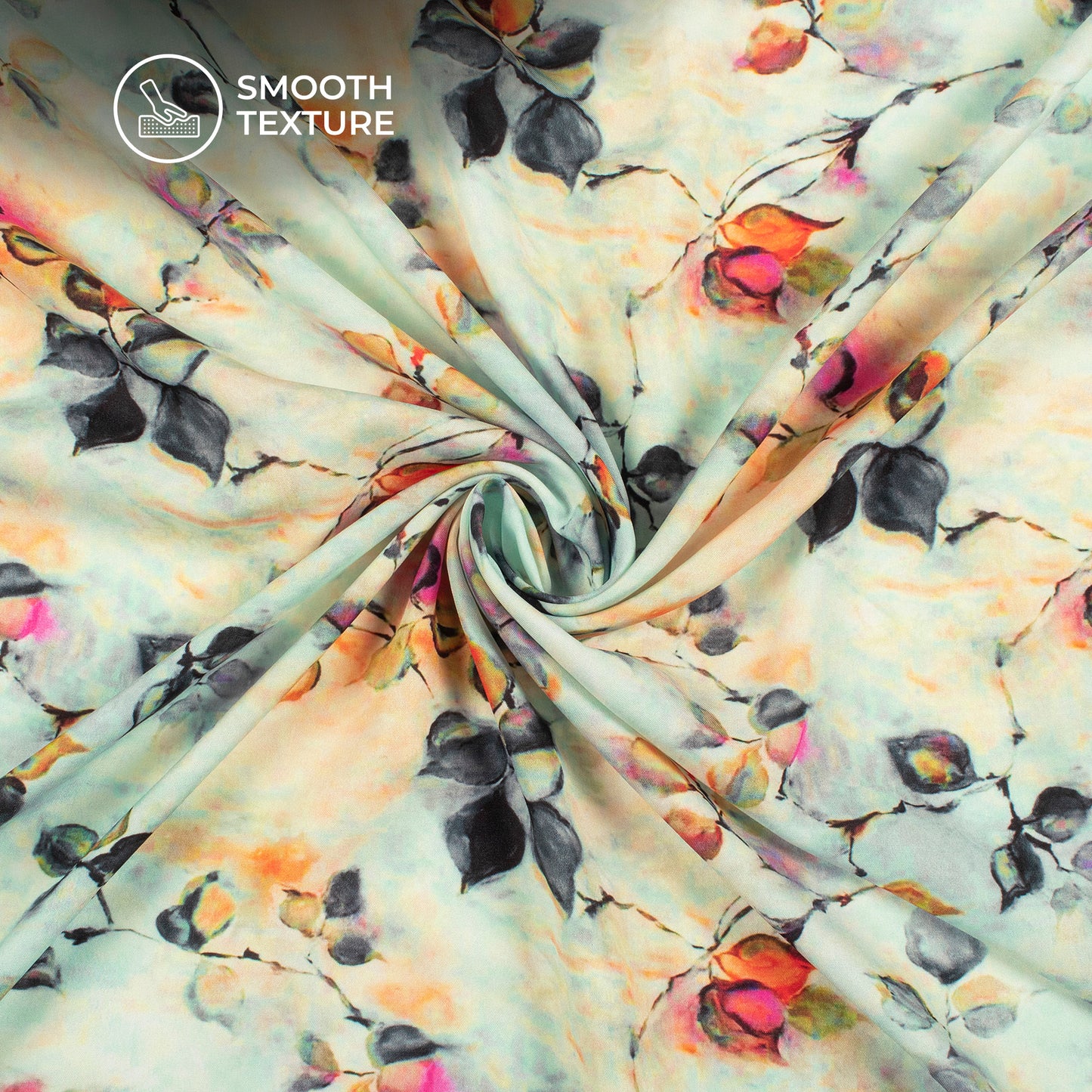 Vintage Floral Digital Print Butter Crepe Fabric