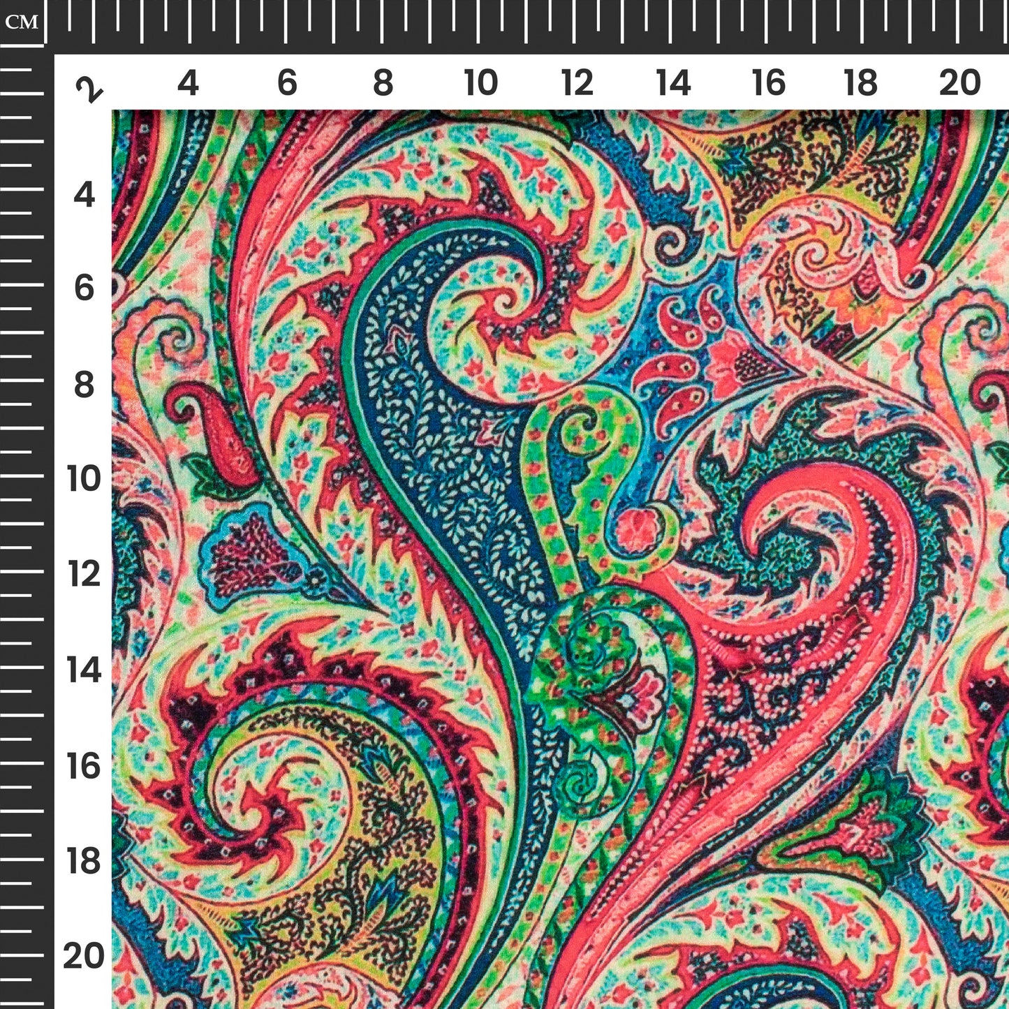 Vintage Paisley Digital Print Crepe Silk Fabric