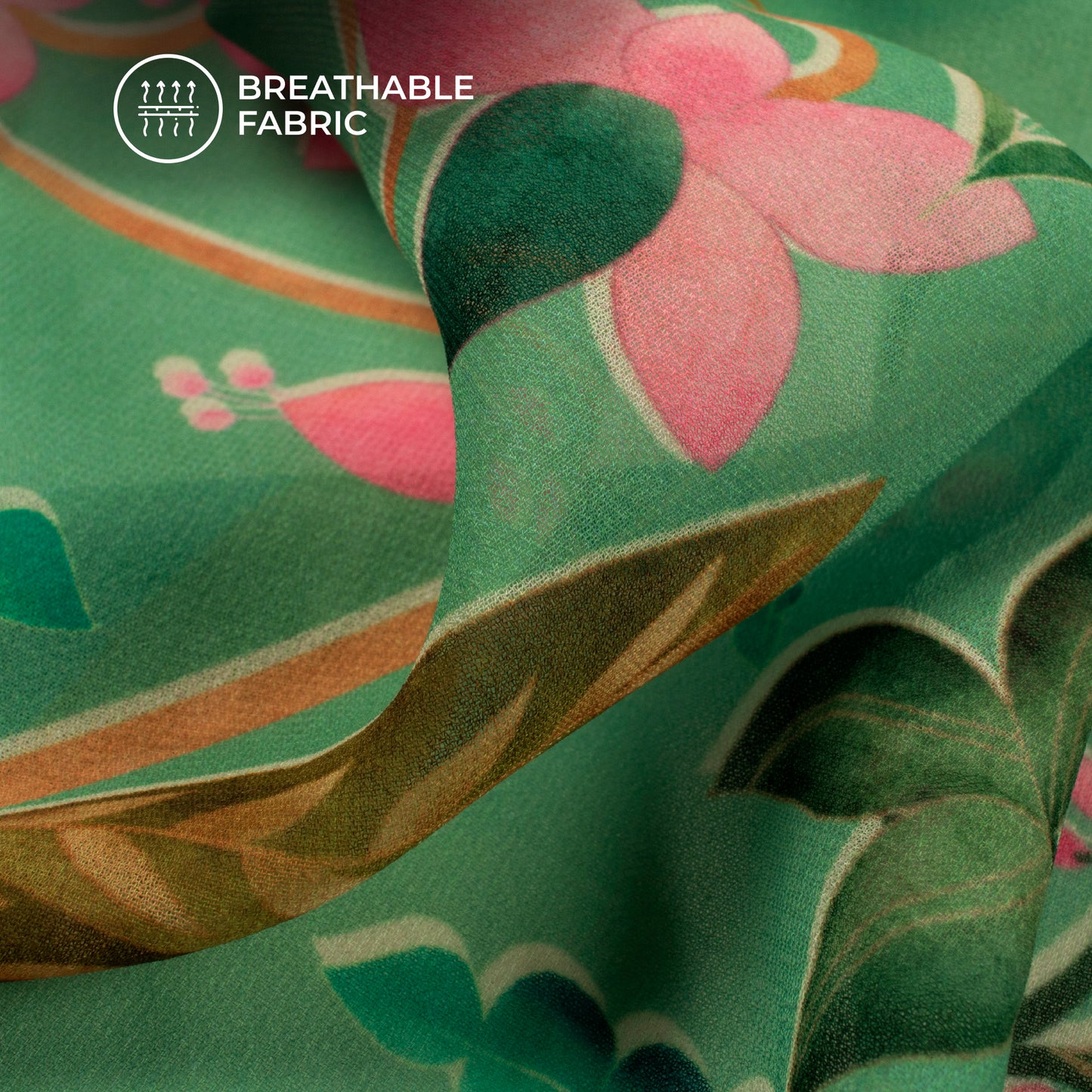 Vintage Floral Digital Print Georgette Fabric