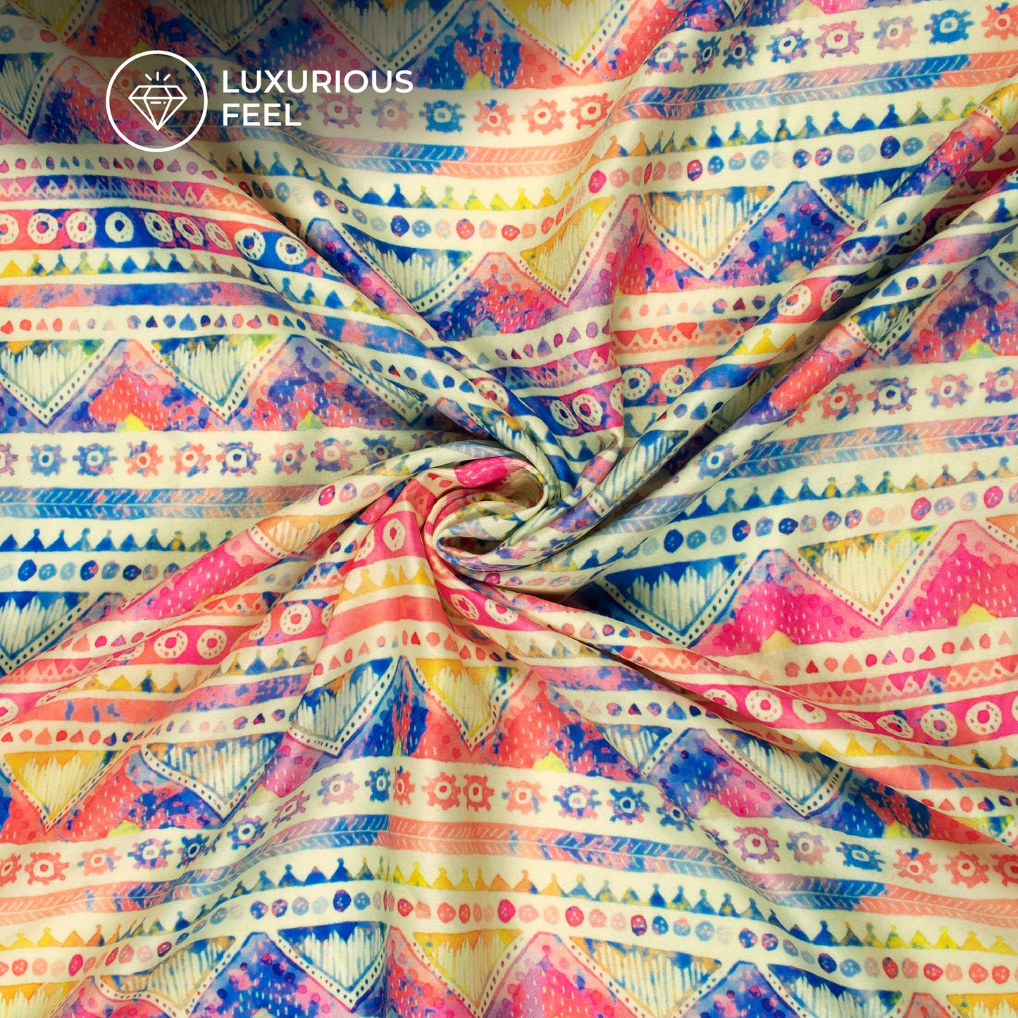 Exclusive Traditional Digital Print Lush Satin Fabric