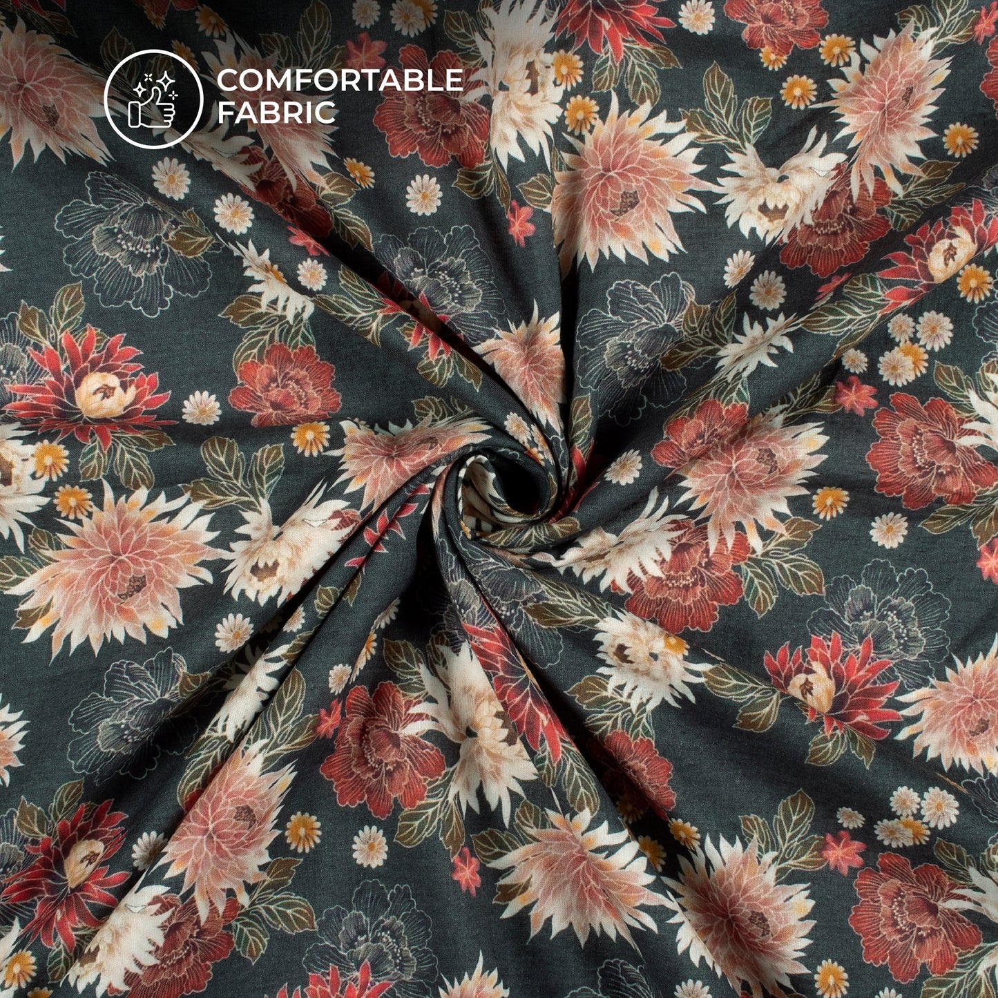 Seamless Floral Digital Print Cotton Cambric Fabric