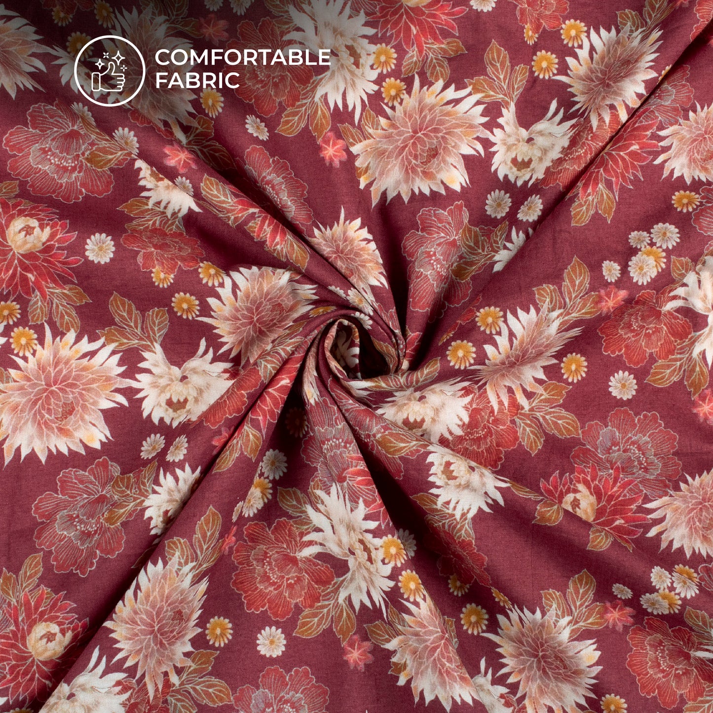 Seamless Floral Digital Print Cotton Cambric Fabric