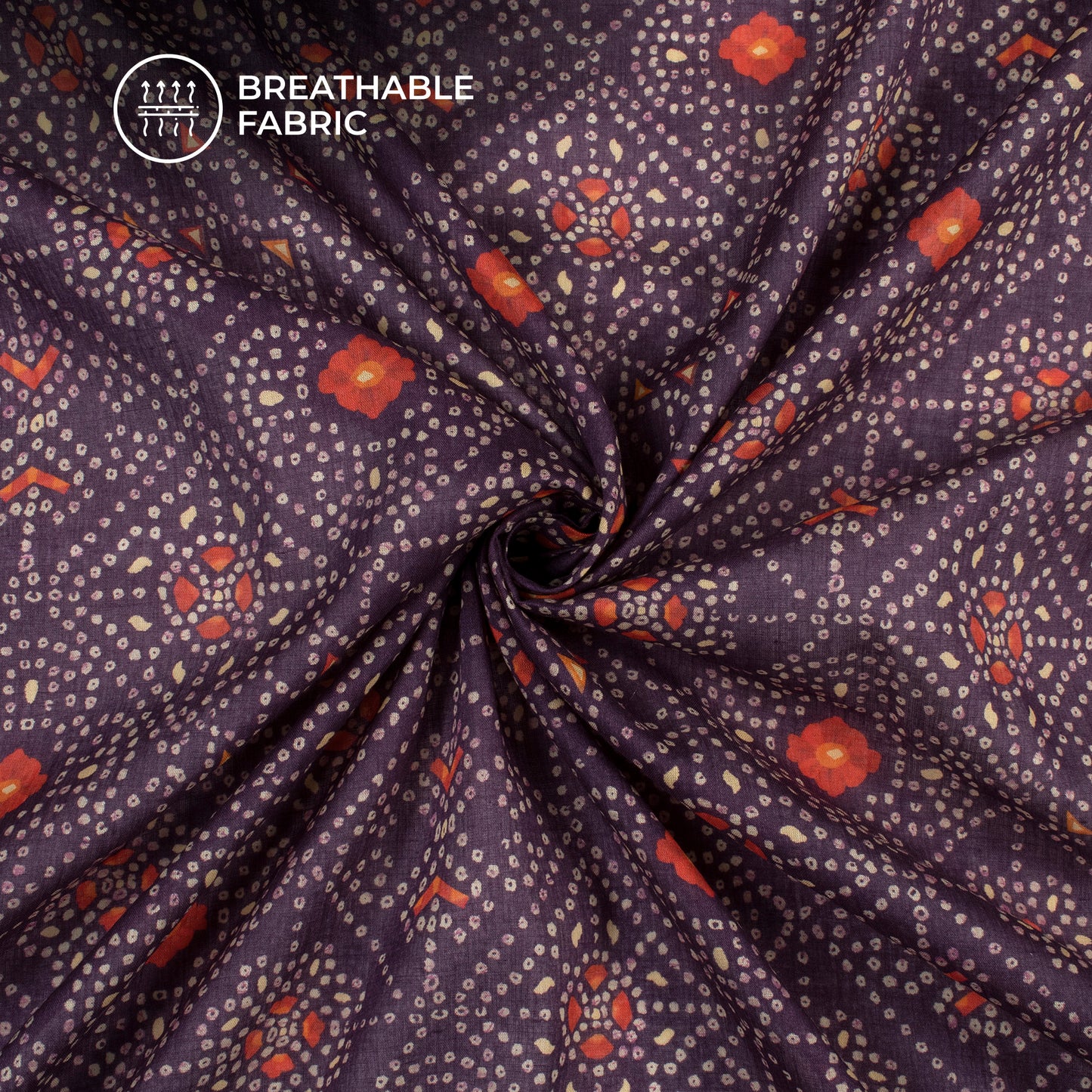 Lovely Bandhanii Digital Print Pure Cotton Mulmul Fabric