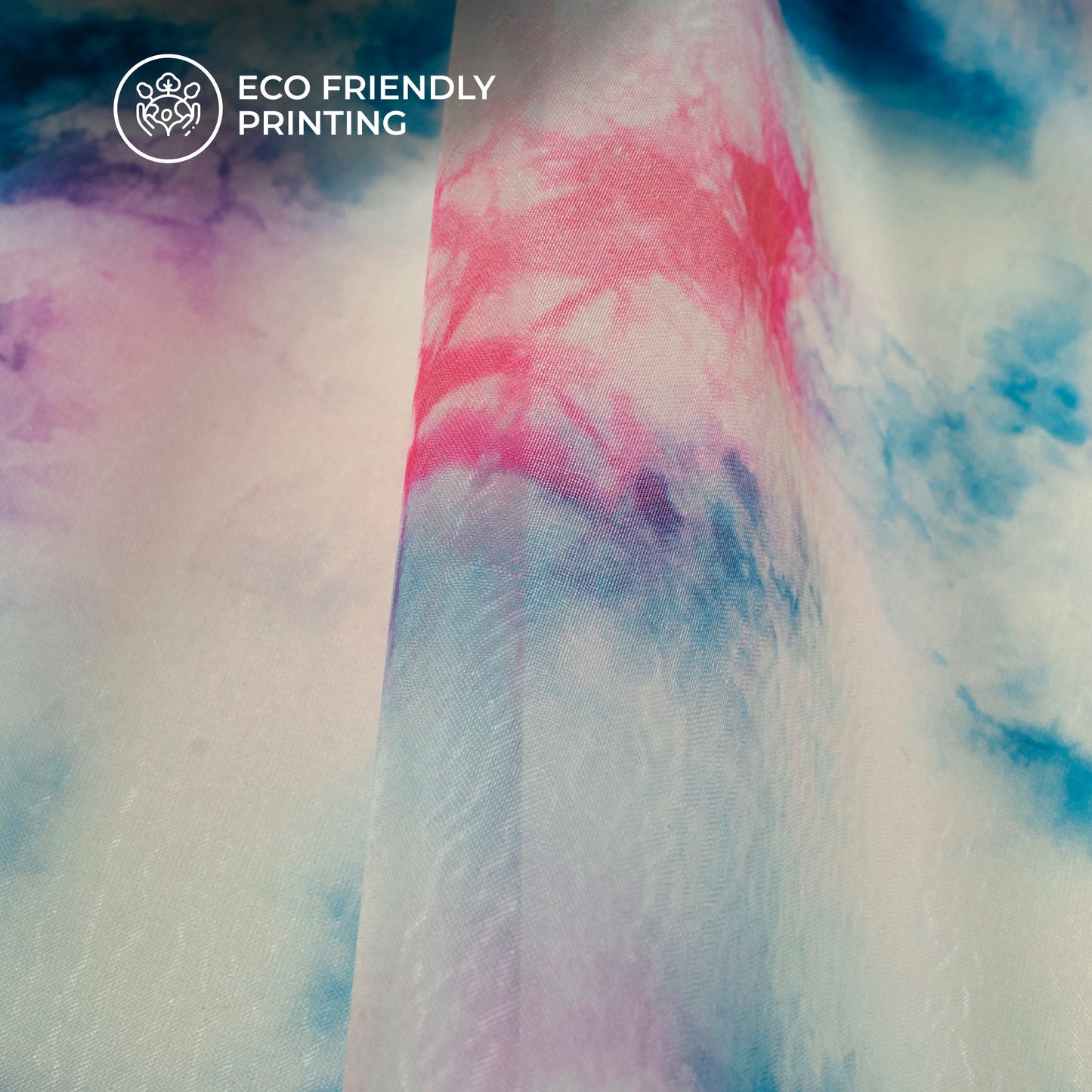 Trendy Tye And Dye Digital Print Organza Satin Fabric