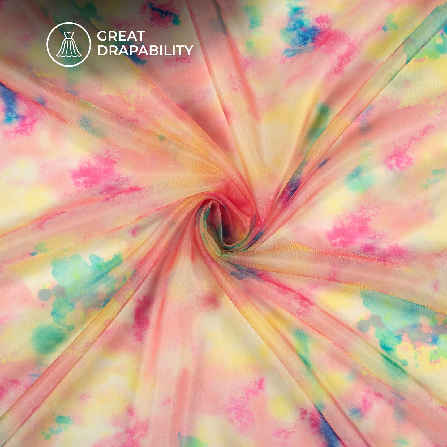 Lovely Tie And Dye Digital Print Premium Liquid Organza Fabric