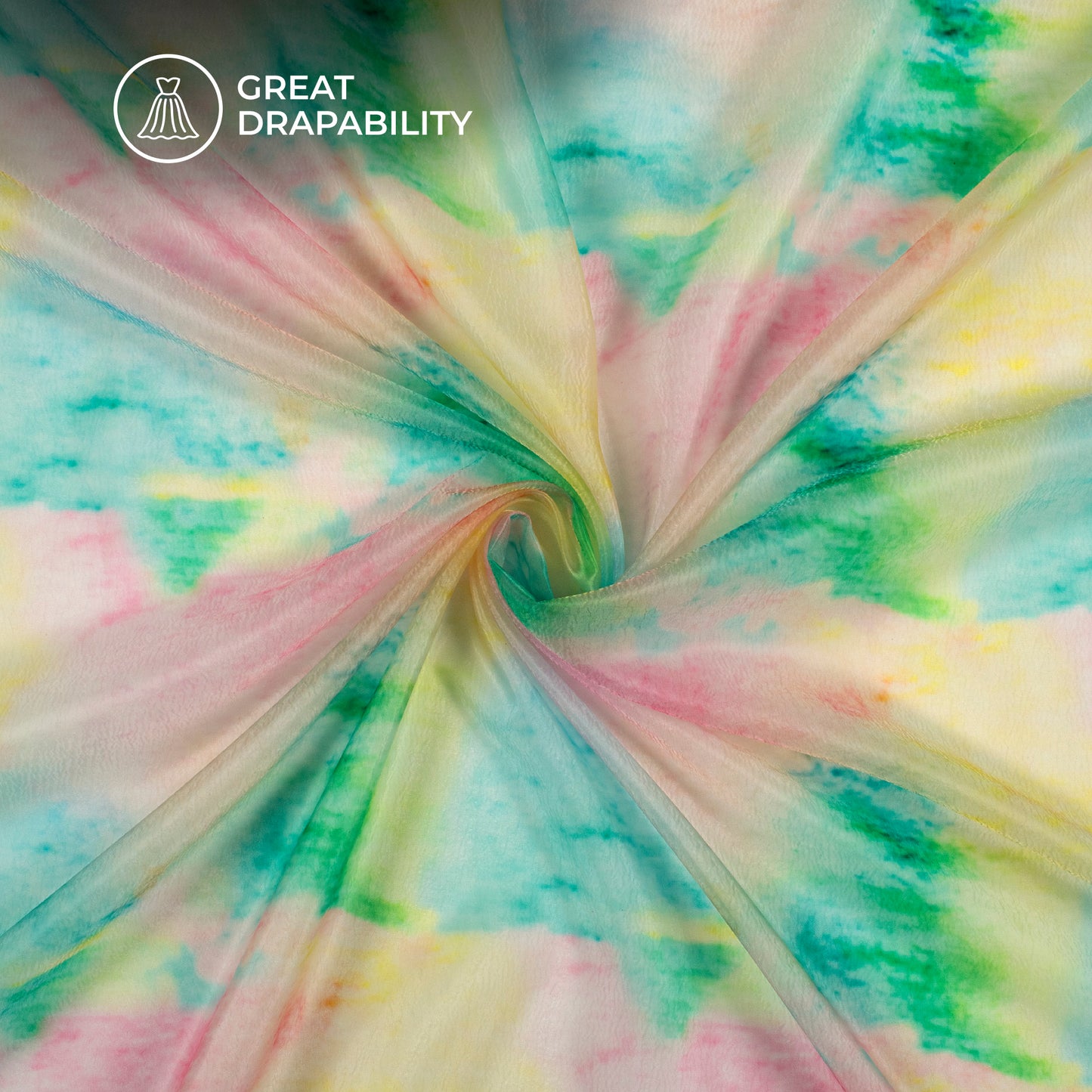 Attractive Tie And Dye Digital Print Premium Liquid Organza Fabric