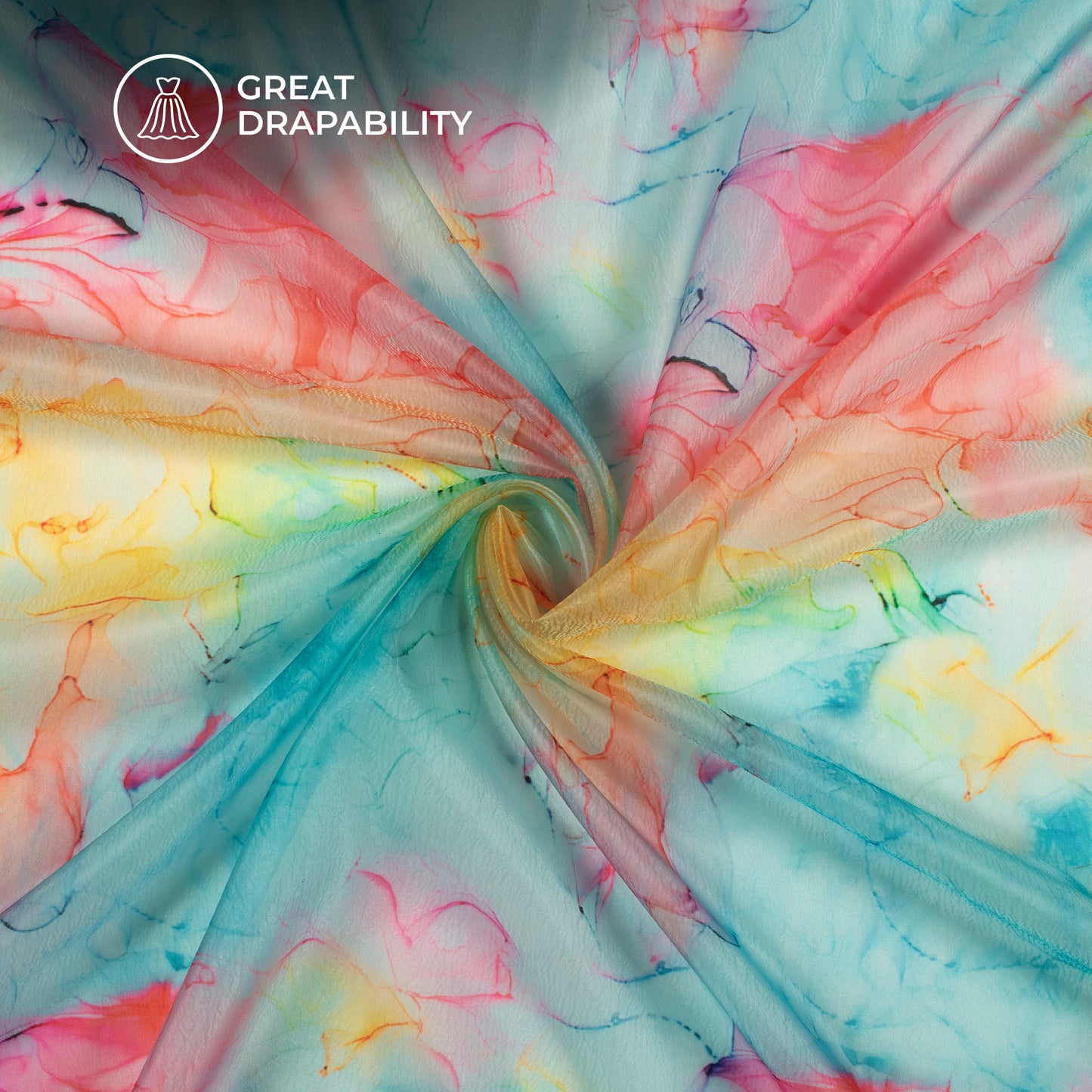 Best Tie And Dye Digital Print Premium Liquid Organza Fabric