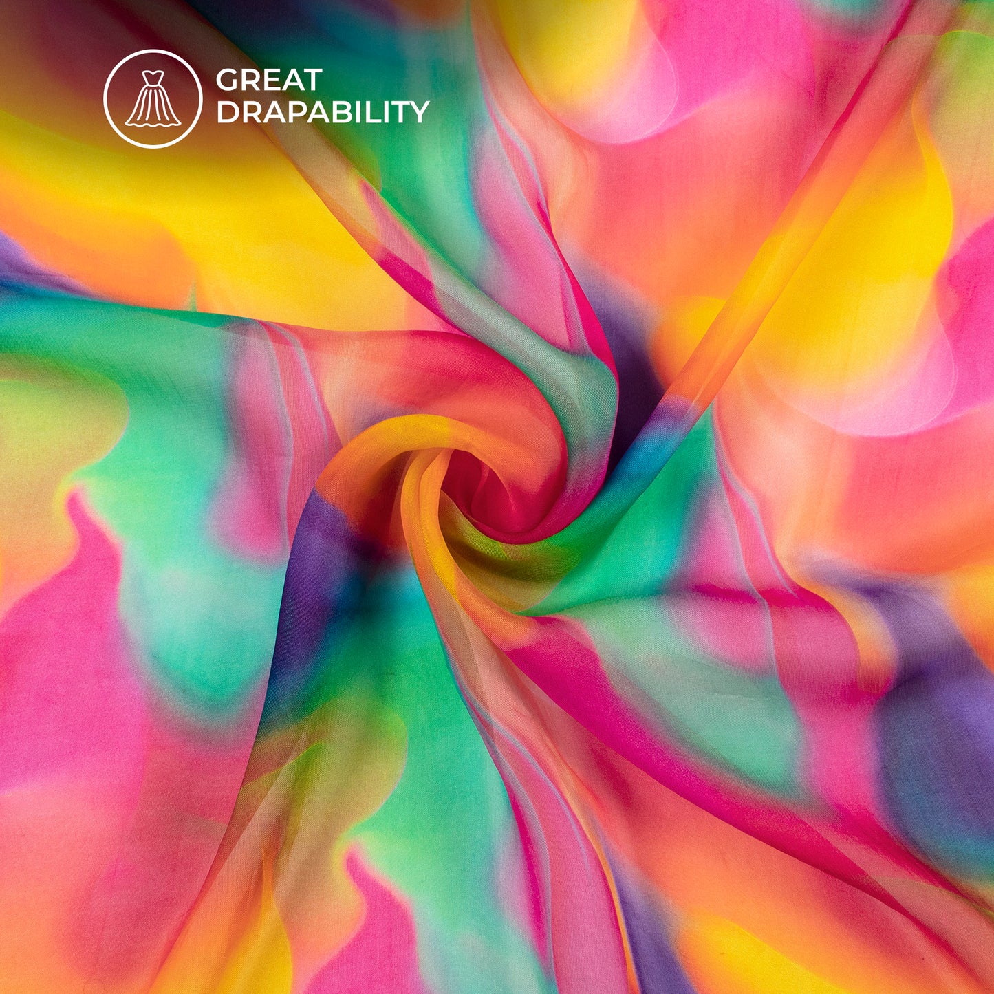 Stylish Tie Dye Digital Print Premium Pure Organza Fabric