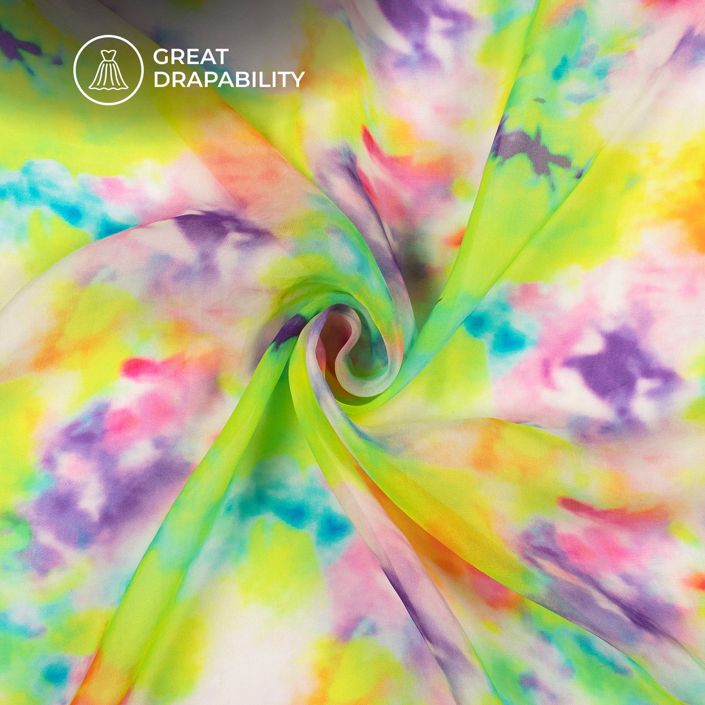 Lovely Tie Dye Digital Print Premium Pure Organza Fabric