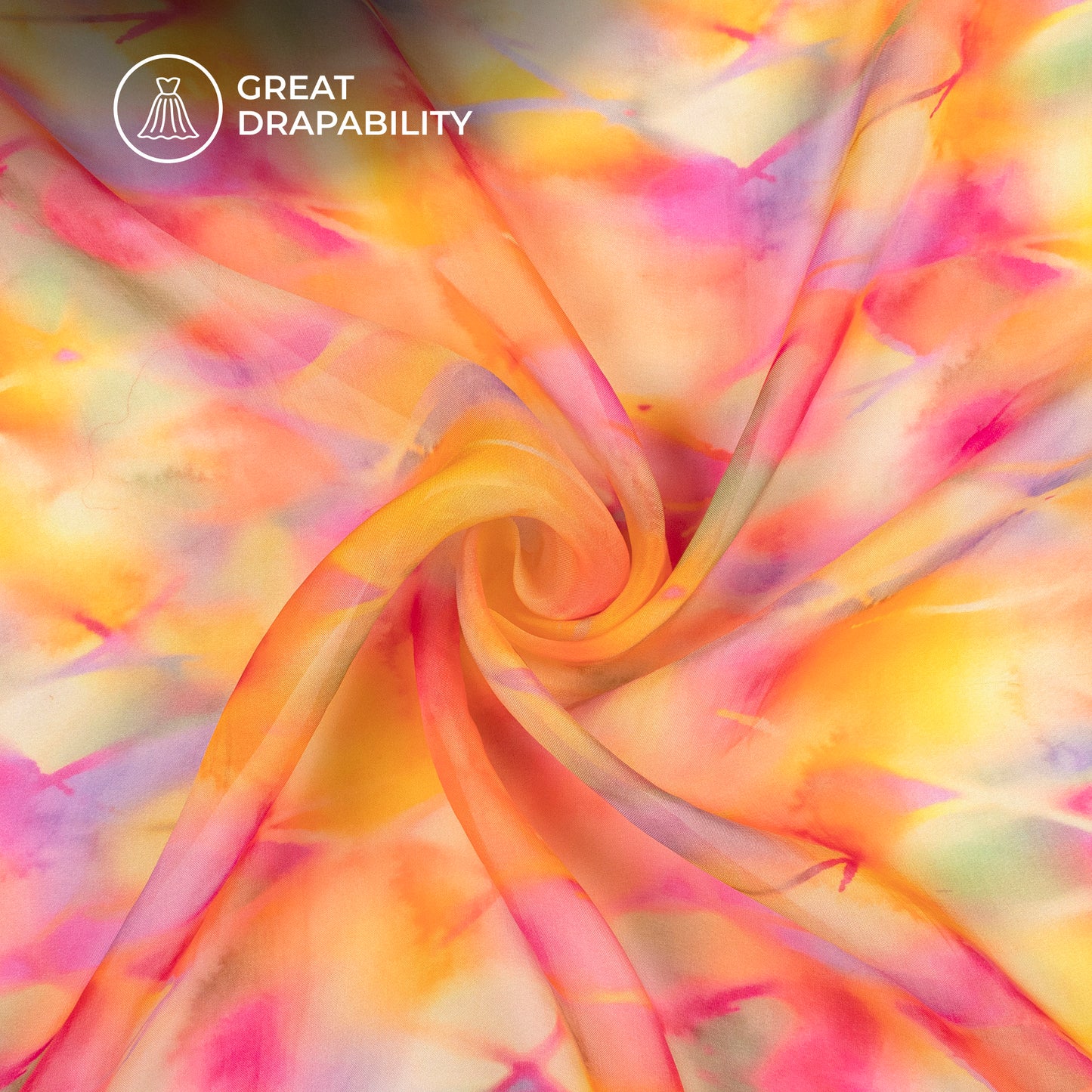 Tie Dye Digital Print Premium Pure Organza Fabric