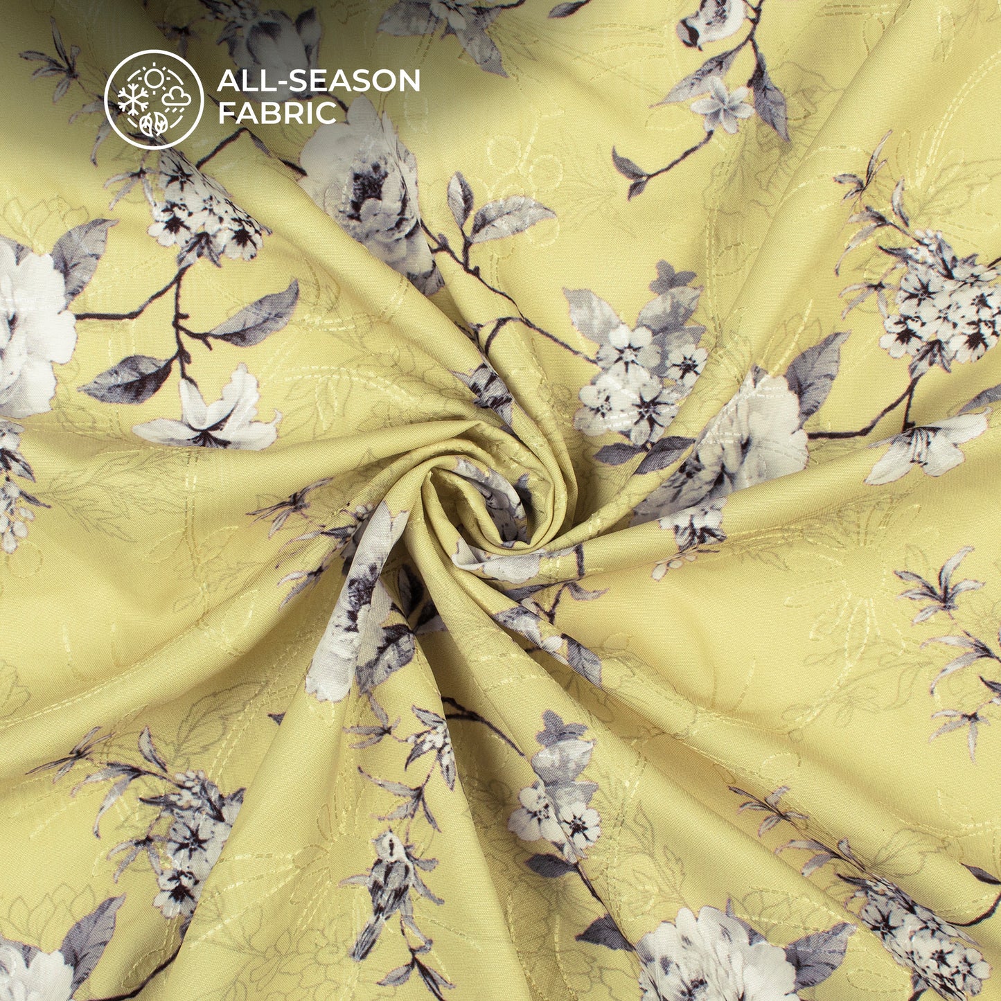 Exclusive Floral Digital Print Premium Embroidery Butter Crepe Fabric