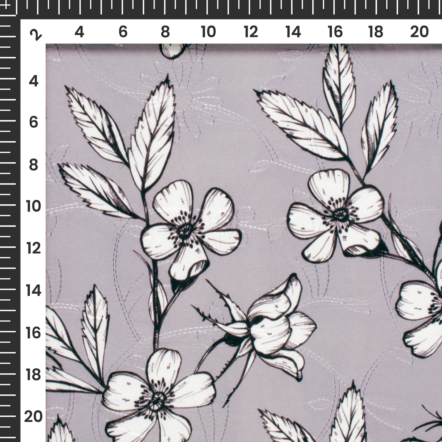 Vintage Floral Digital Print Premium Embroidery Butter Crepe Fabric