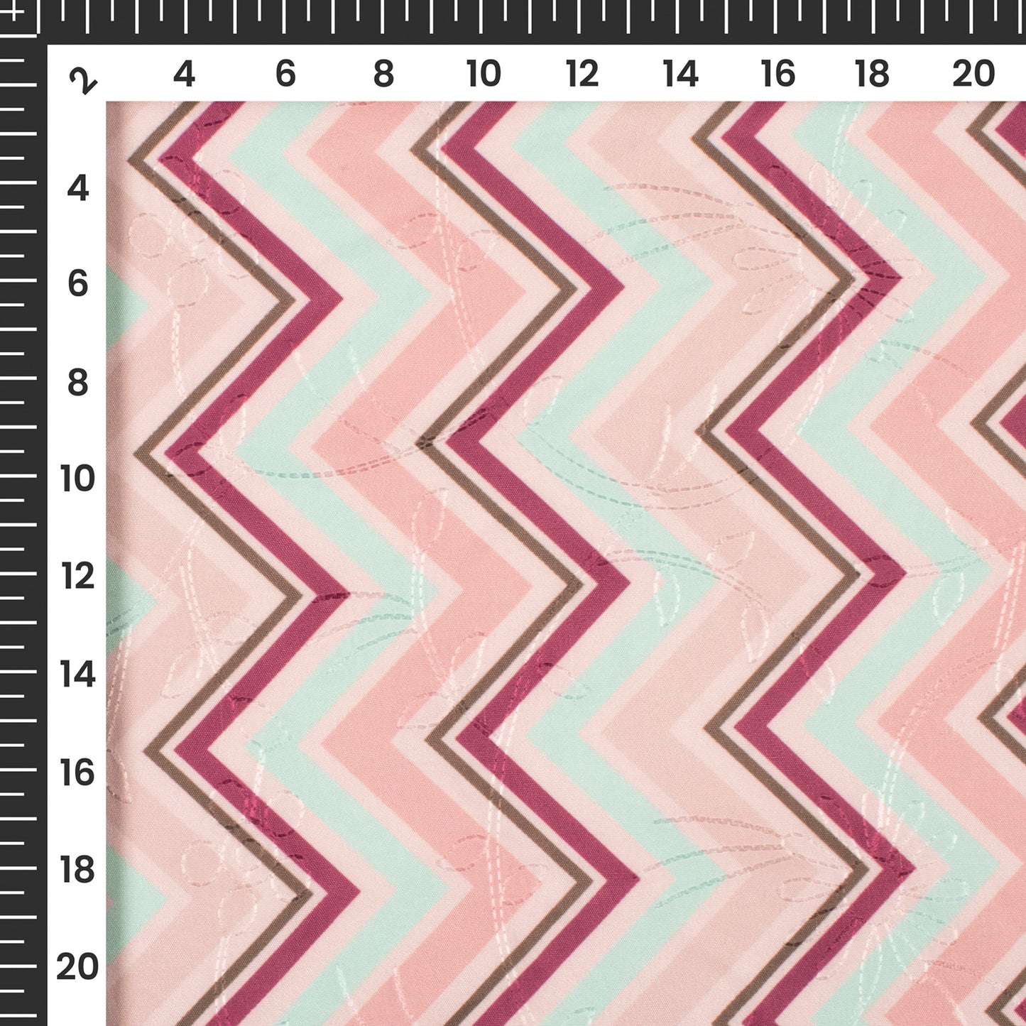 Chevron Digital Print Premium Embroidery Butter Crepe Fabric
