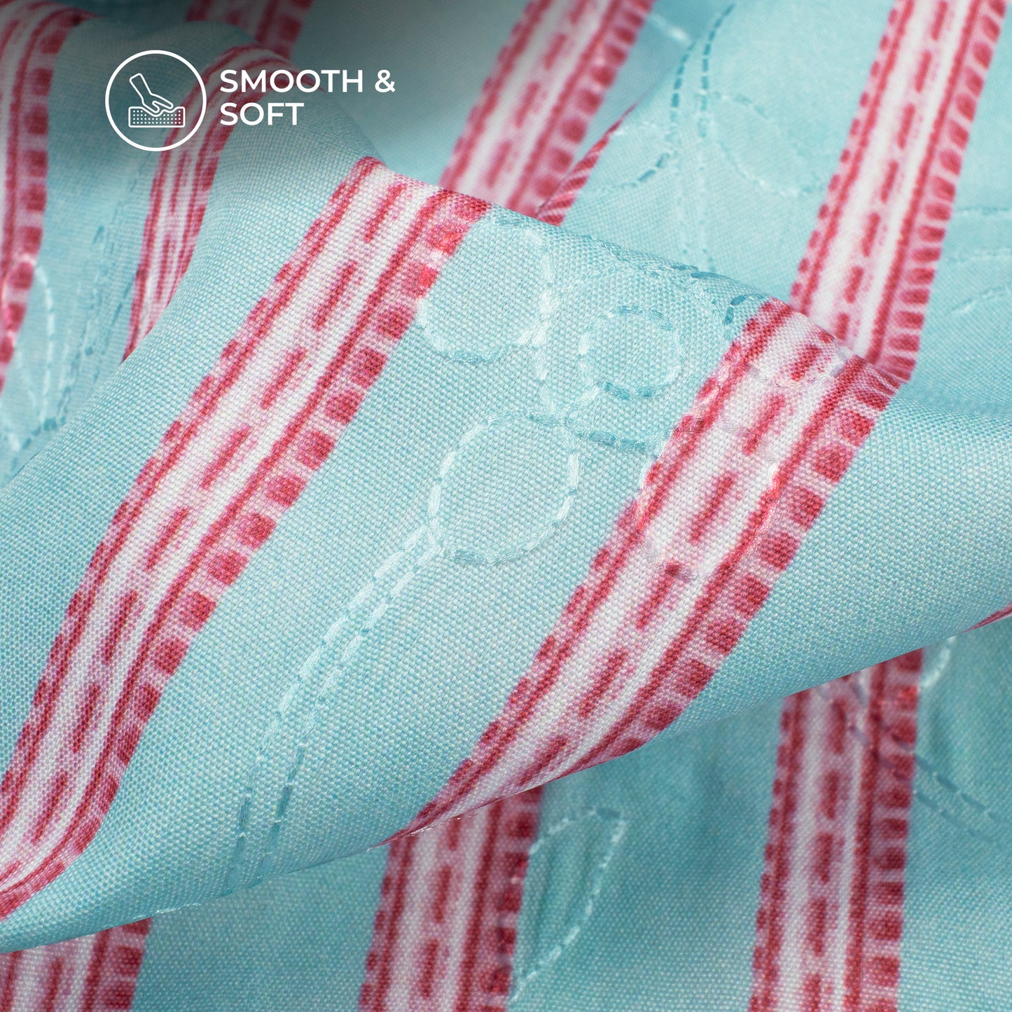 Stripes Digital Print Premium Embroidery Butter Crepe Fabric