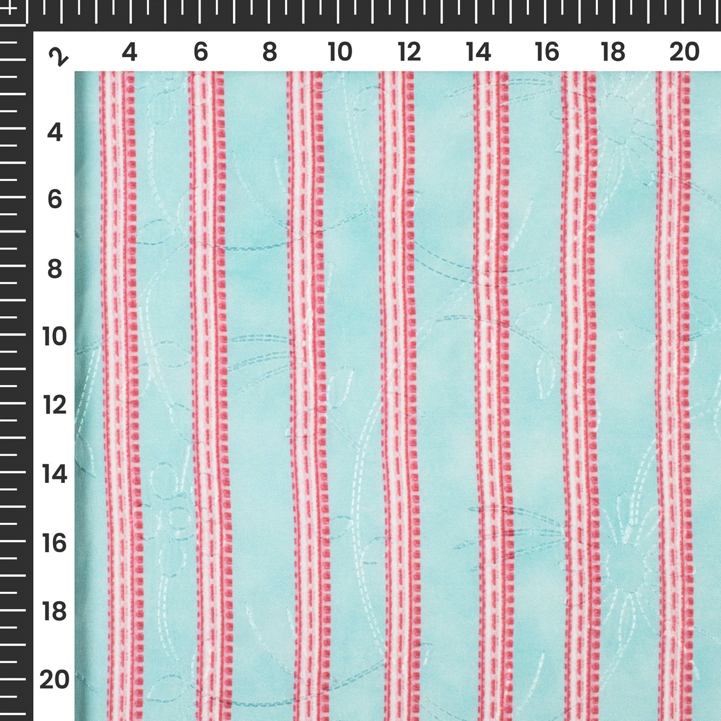 Stripes Digital Print Premium Embroidery Butter Crepe Fabric