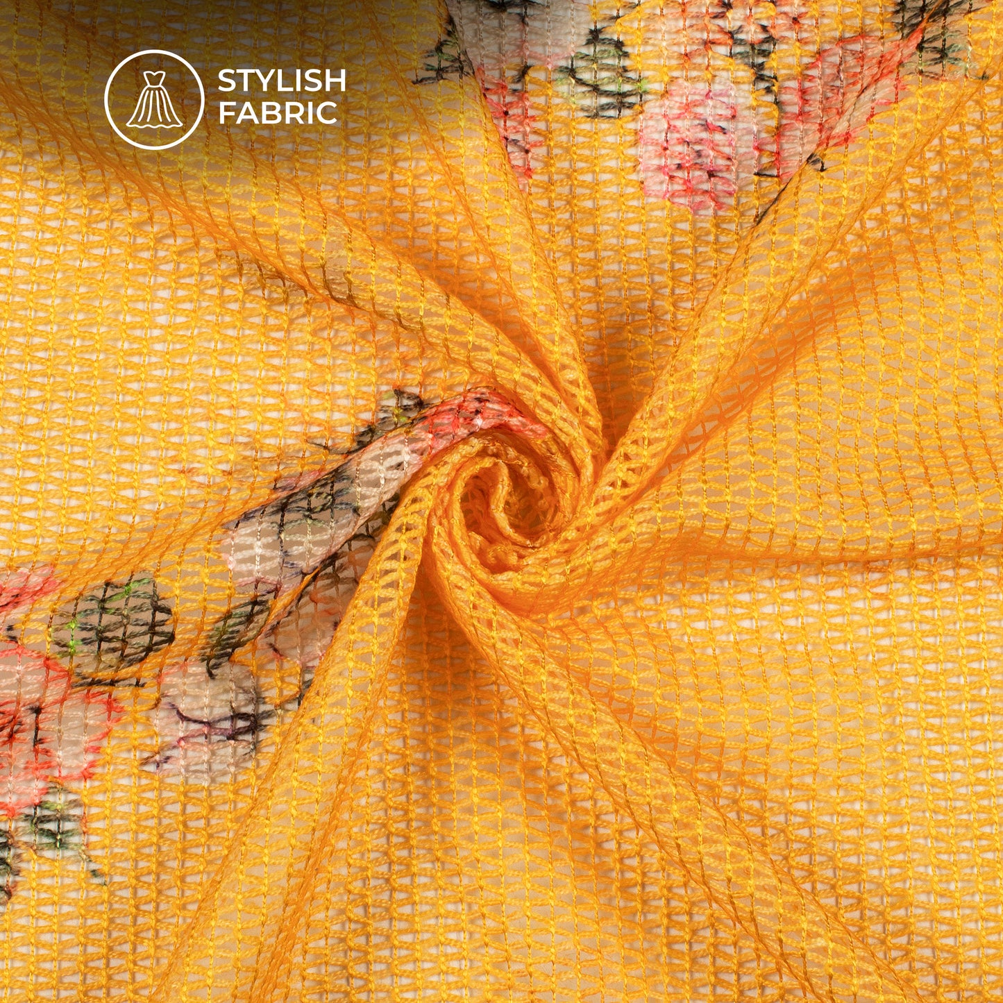 Azo Free Printed Tunisian Poly Crochet Net Fabric