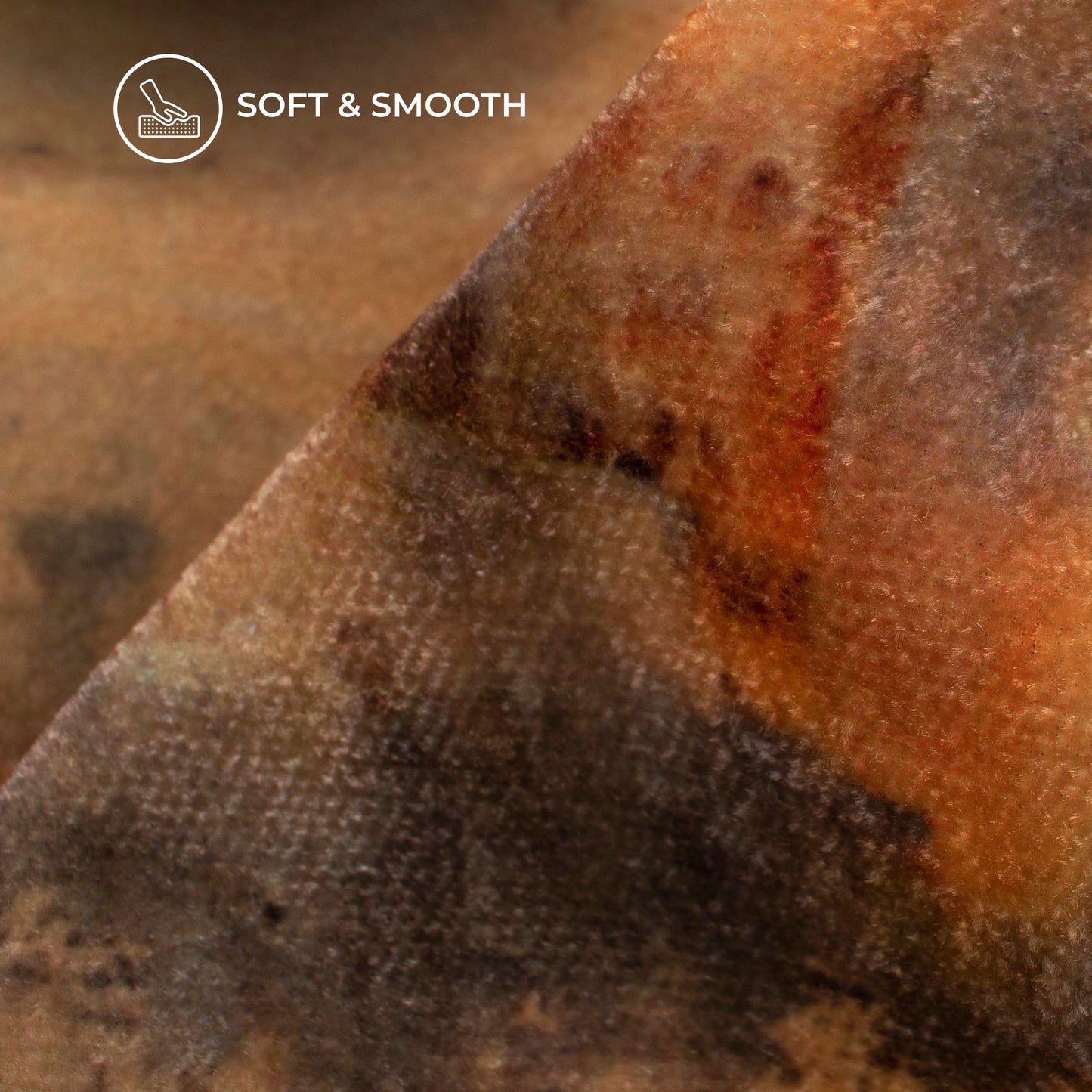 Camel Brown Tye And Dye Pattern Digital Print Velvet Fabric