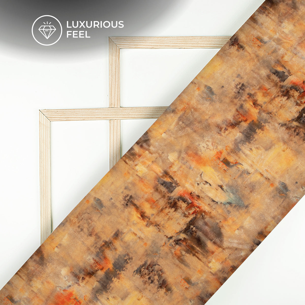 Camel Brown Tye And Dye Pattern Digital Print Velvet Fabric