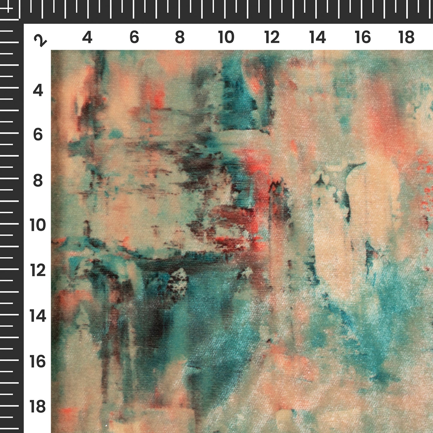 Teal Blue Tye And Dye Pattern Digital Print Velvet Fabric