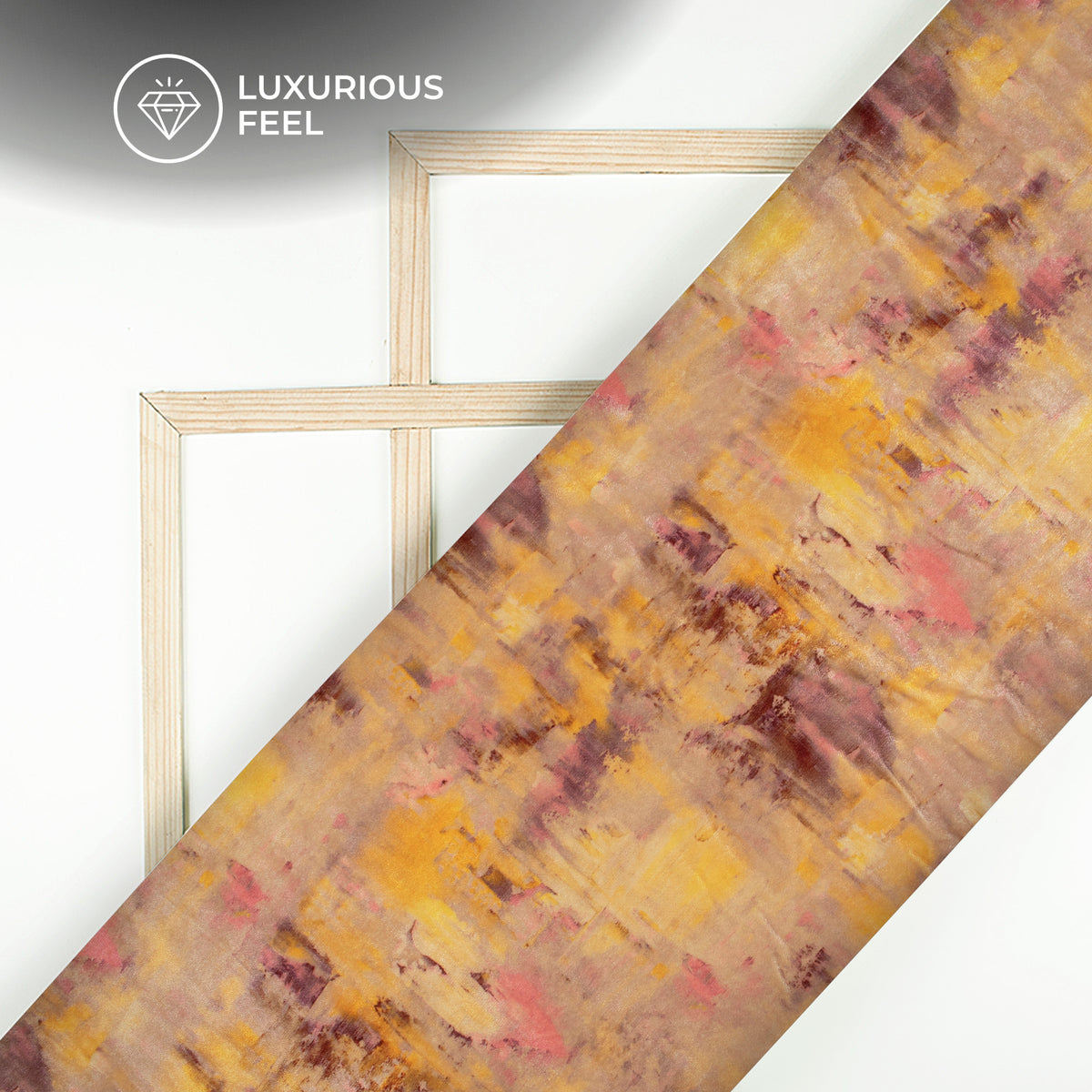 Golden Yellow Tye And Dye Pattern Digital Print Velvet Fabric