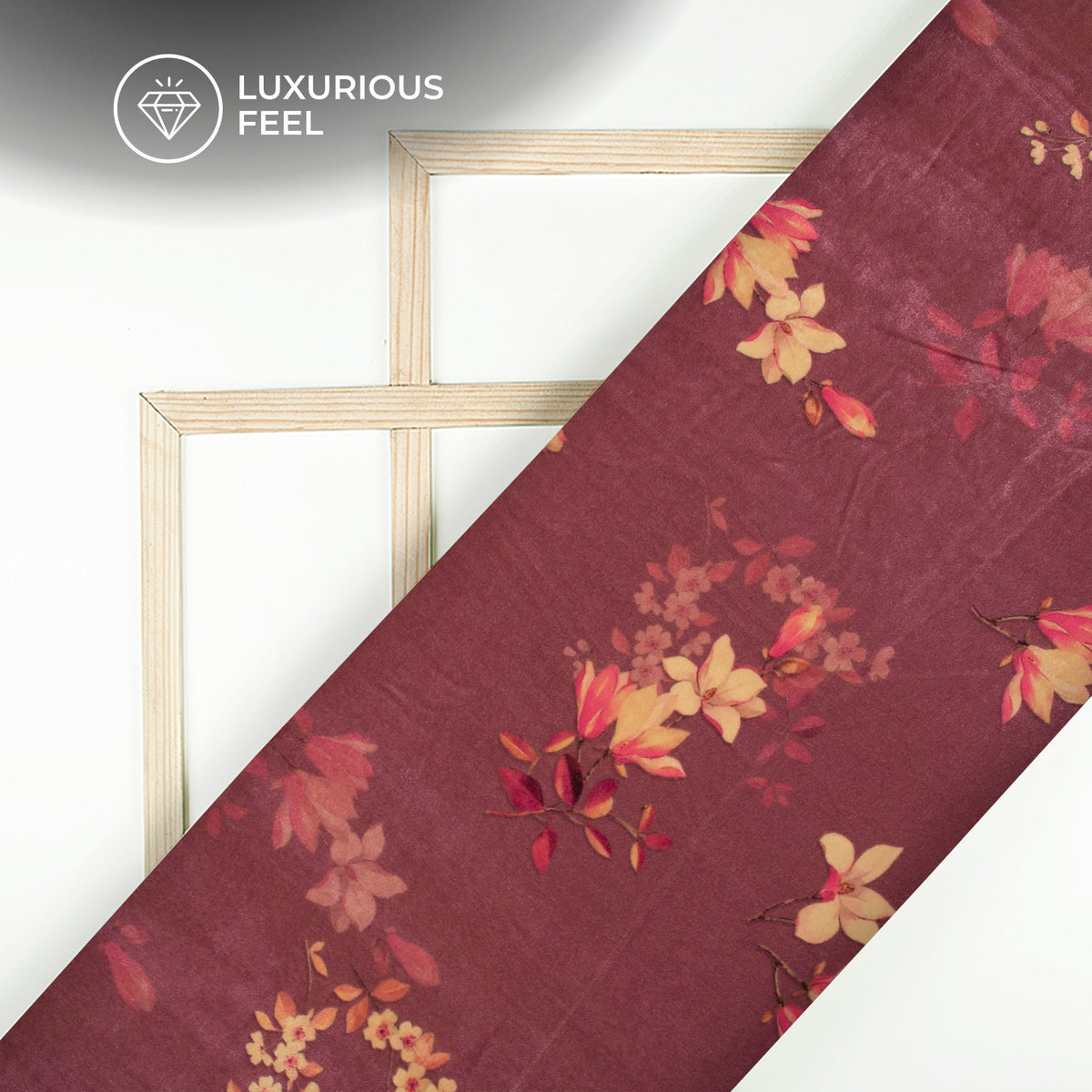 Rouge Pink Floral Pattern Digital Print Velvet Fabric