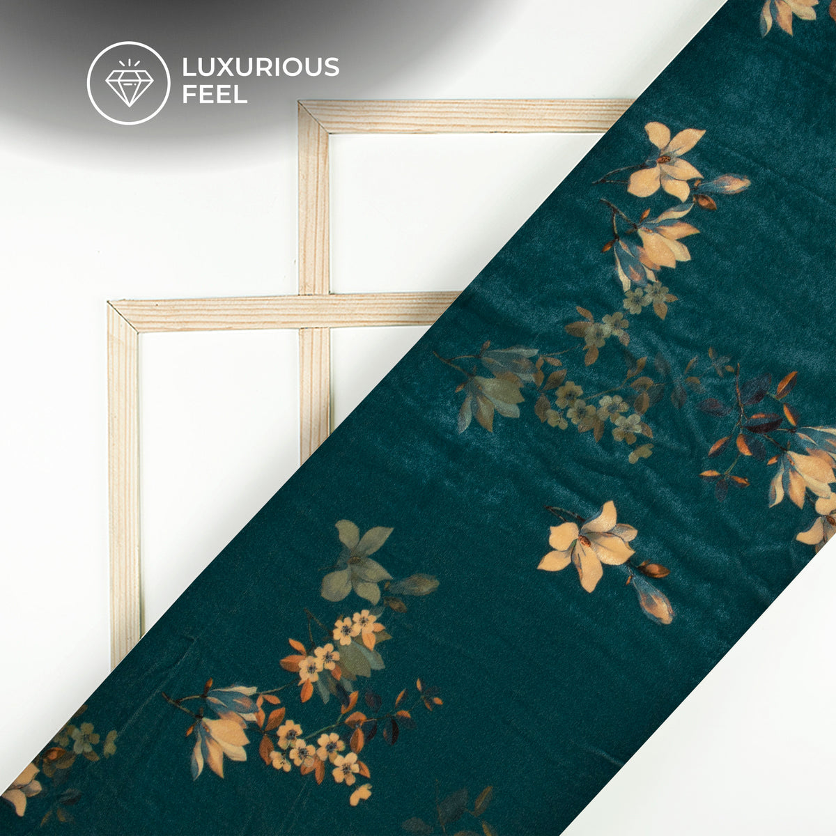 Pine Green Floral Pattern Digital Print Velvet Fabric