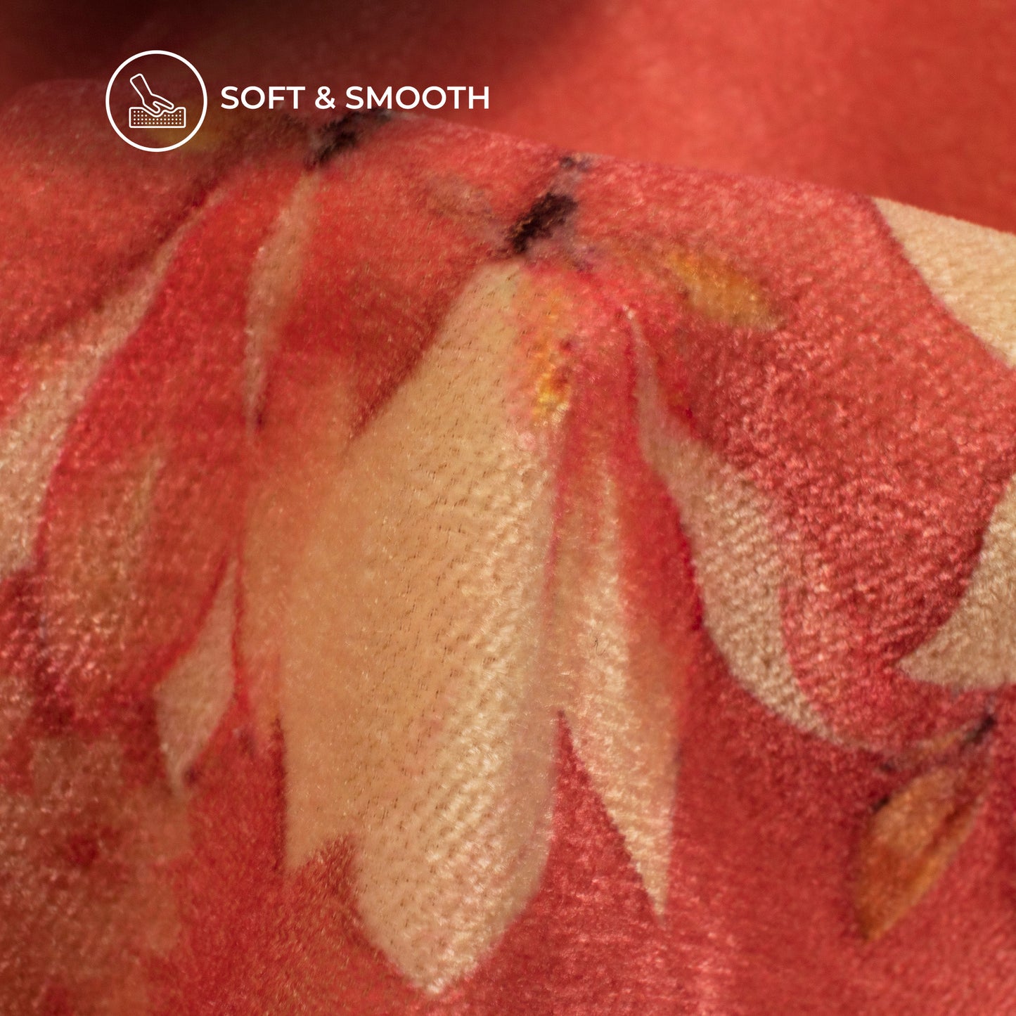 Orange Soda Floral Pattern Digital Print Velvet Fabric