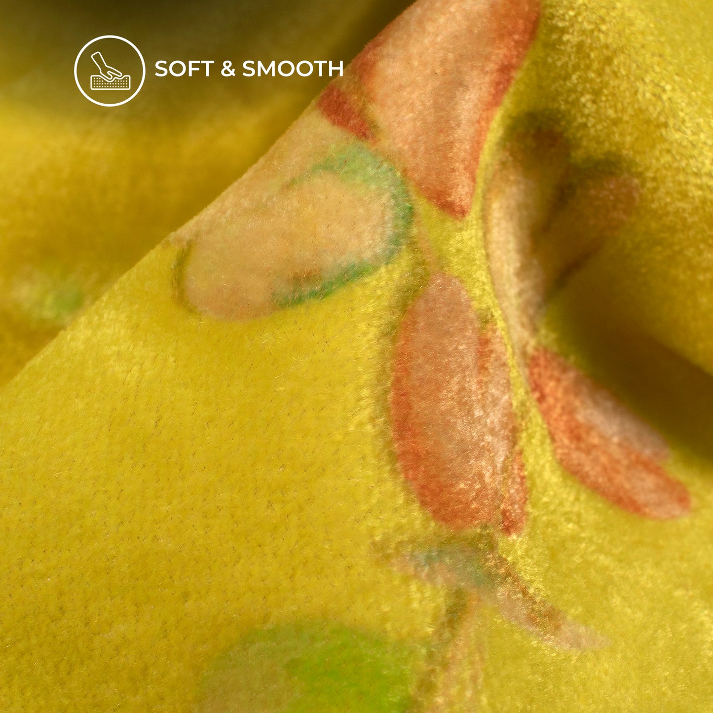 Yellow Leaf Pattern Digital Print Velvet Fabric