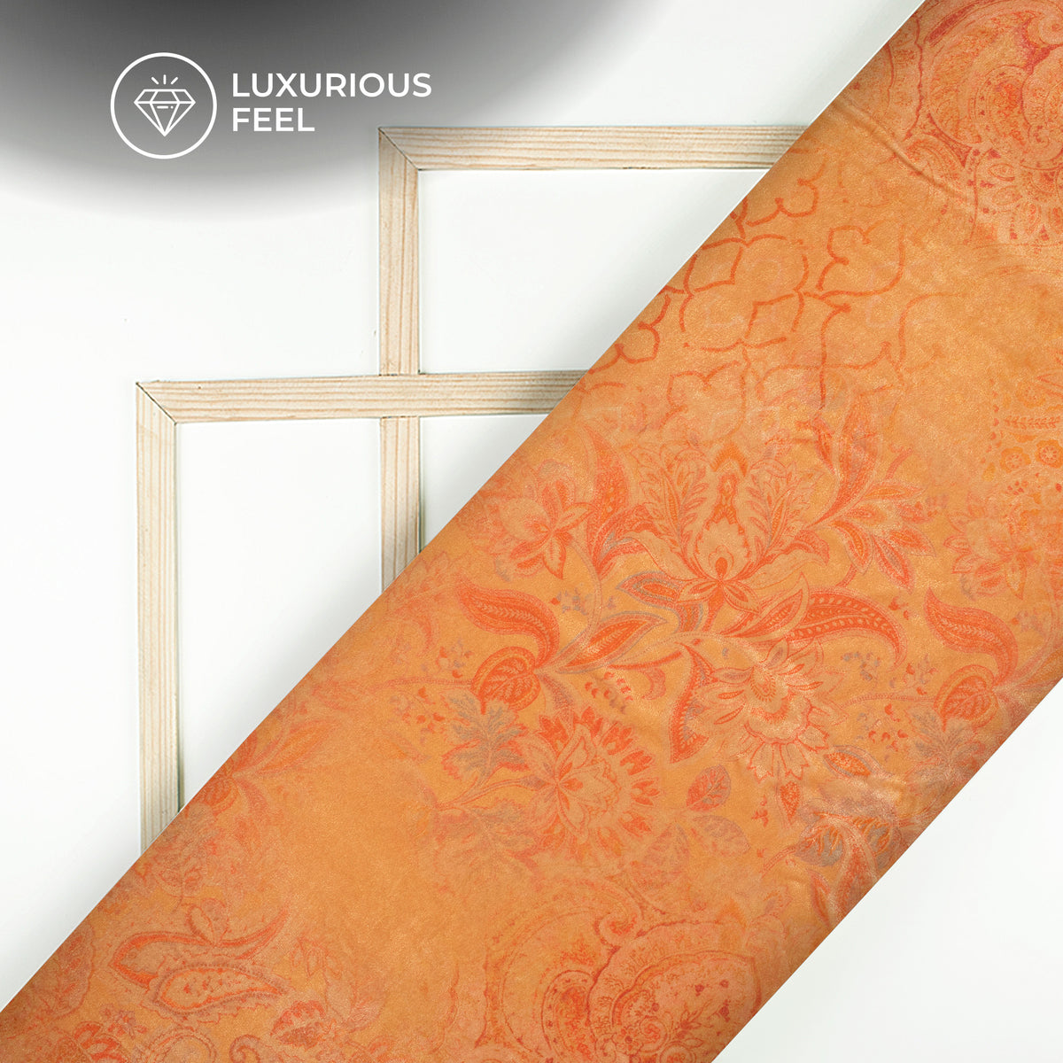 Orange Sandstone Floral Pattern Digital Print Velvet Fabric