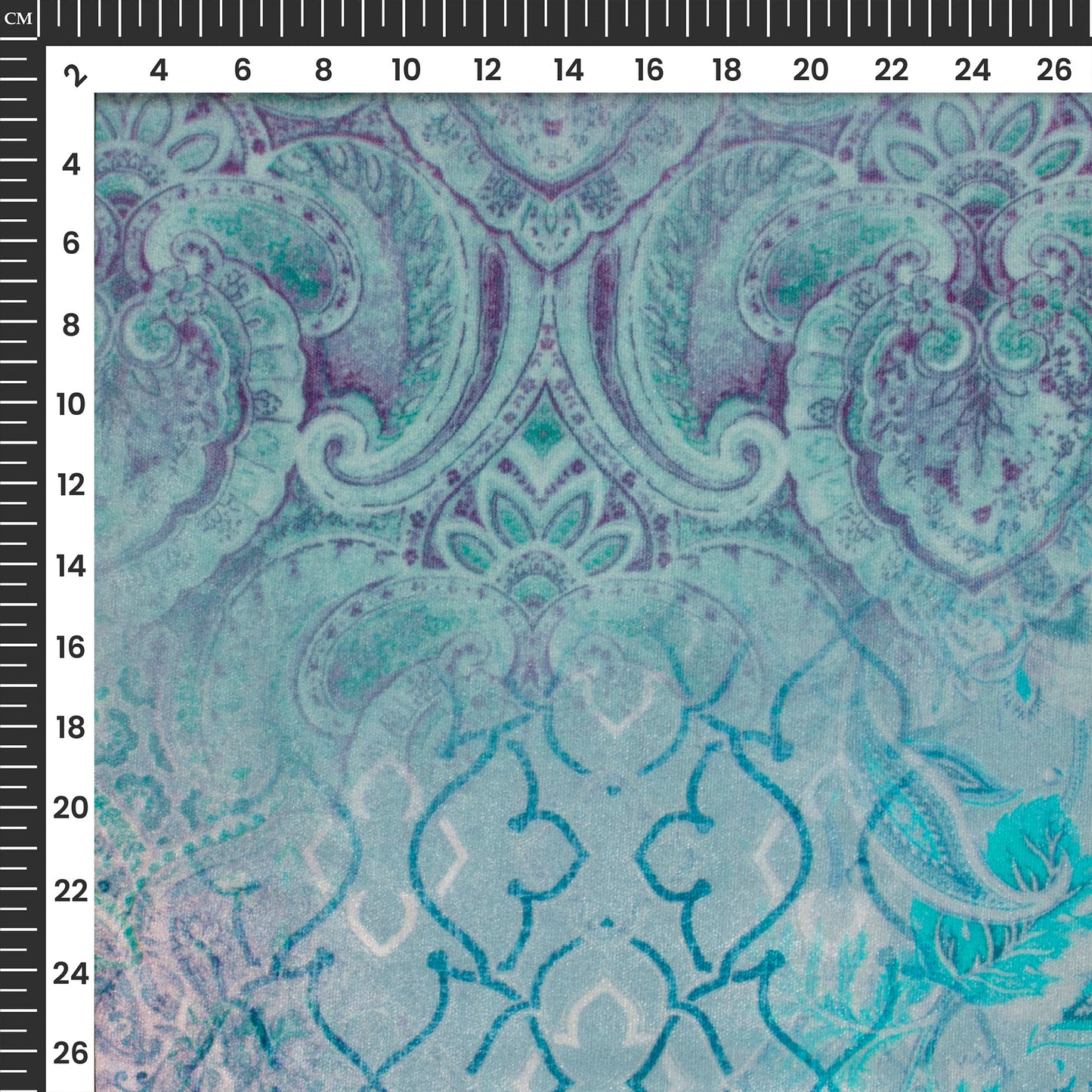 Gray Floral Pattern Digital Print Velvet Fabric