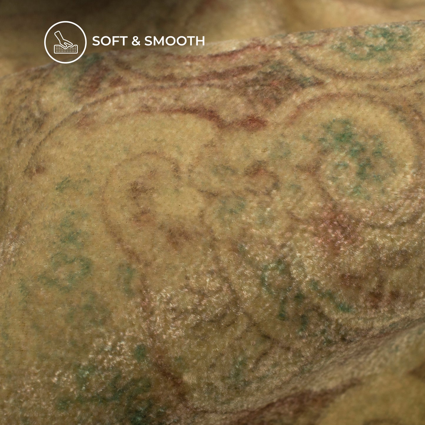 Light Khaki Floral Pattern Digital Print Velvet Fabric
