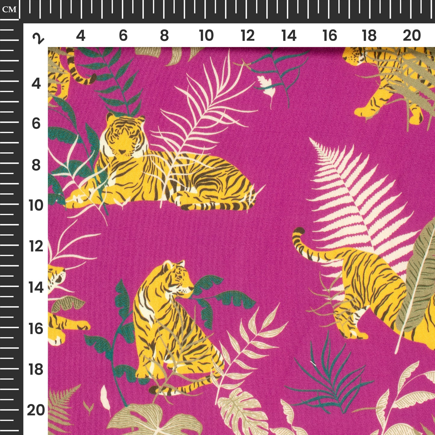 Purple Pirate And Yellow Tiger Digital Print Butter Crepe Fabric